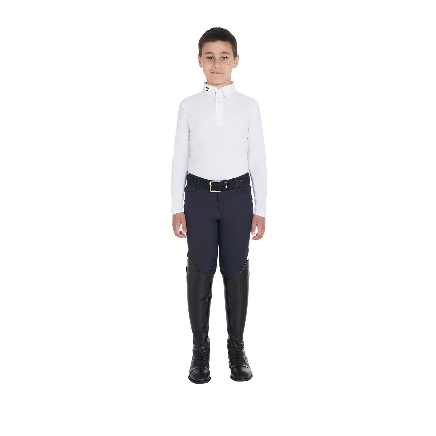 Boy's slim fit competition polo shirt with three buttons