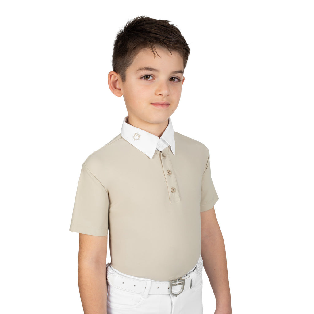 Boys' slim fit competition polo shirt with four buttons