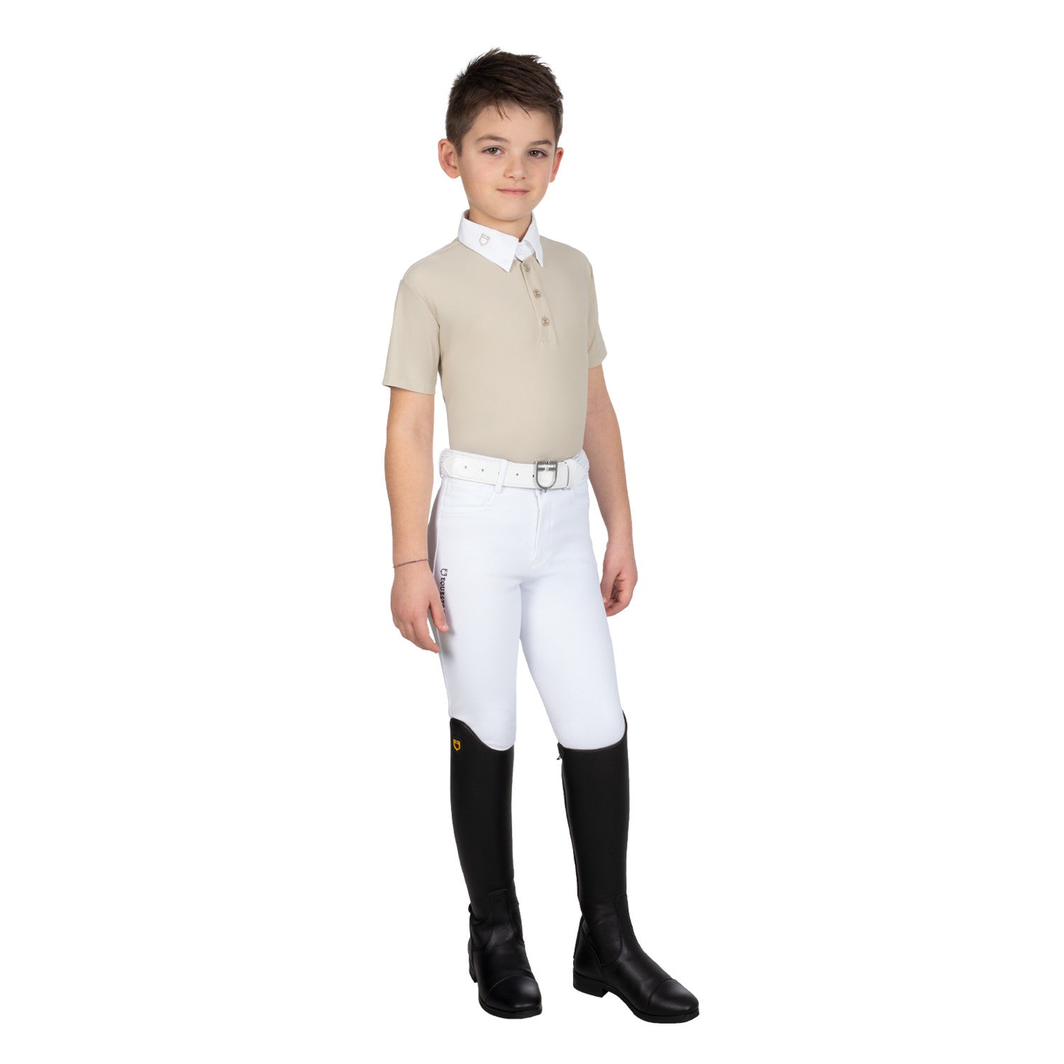 Boys' slim fit competition polo shirt with four buttons