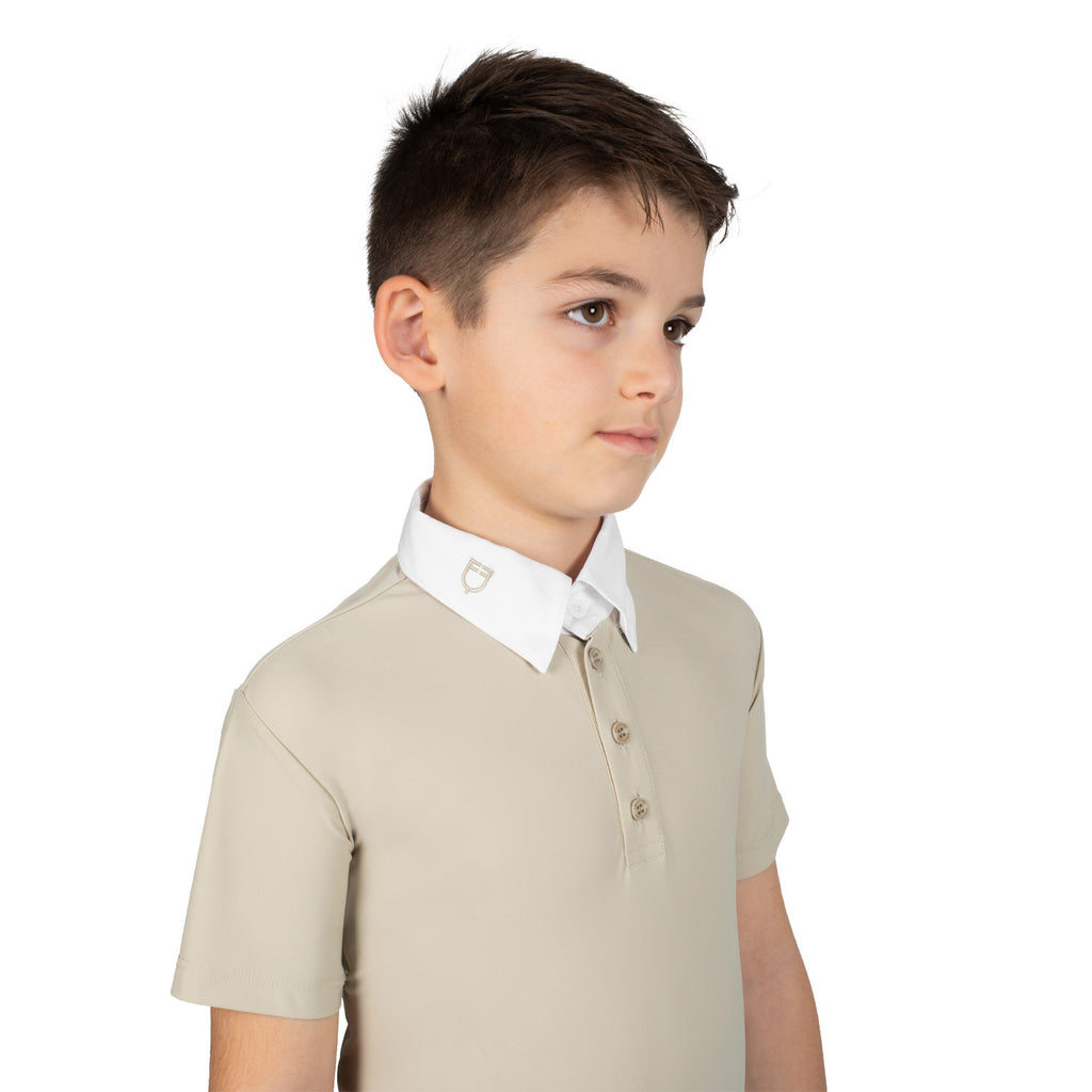 Boys' slim fit competition polo shirt with four buttons