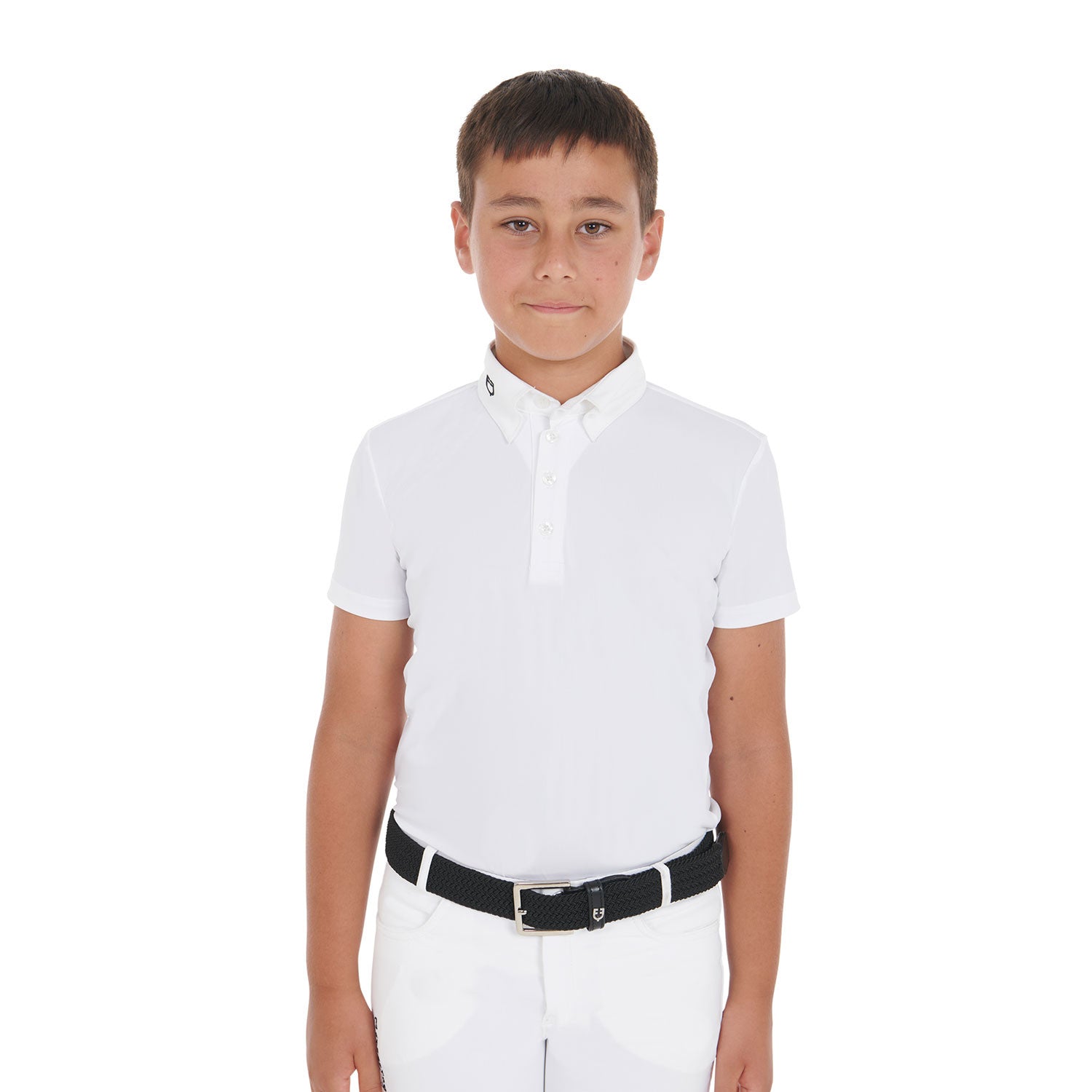 Equestro Boys' slim fit competition polo shirt with four buttons