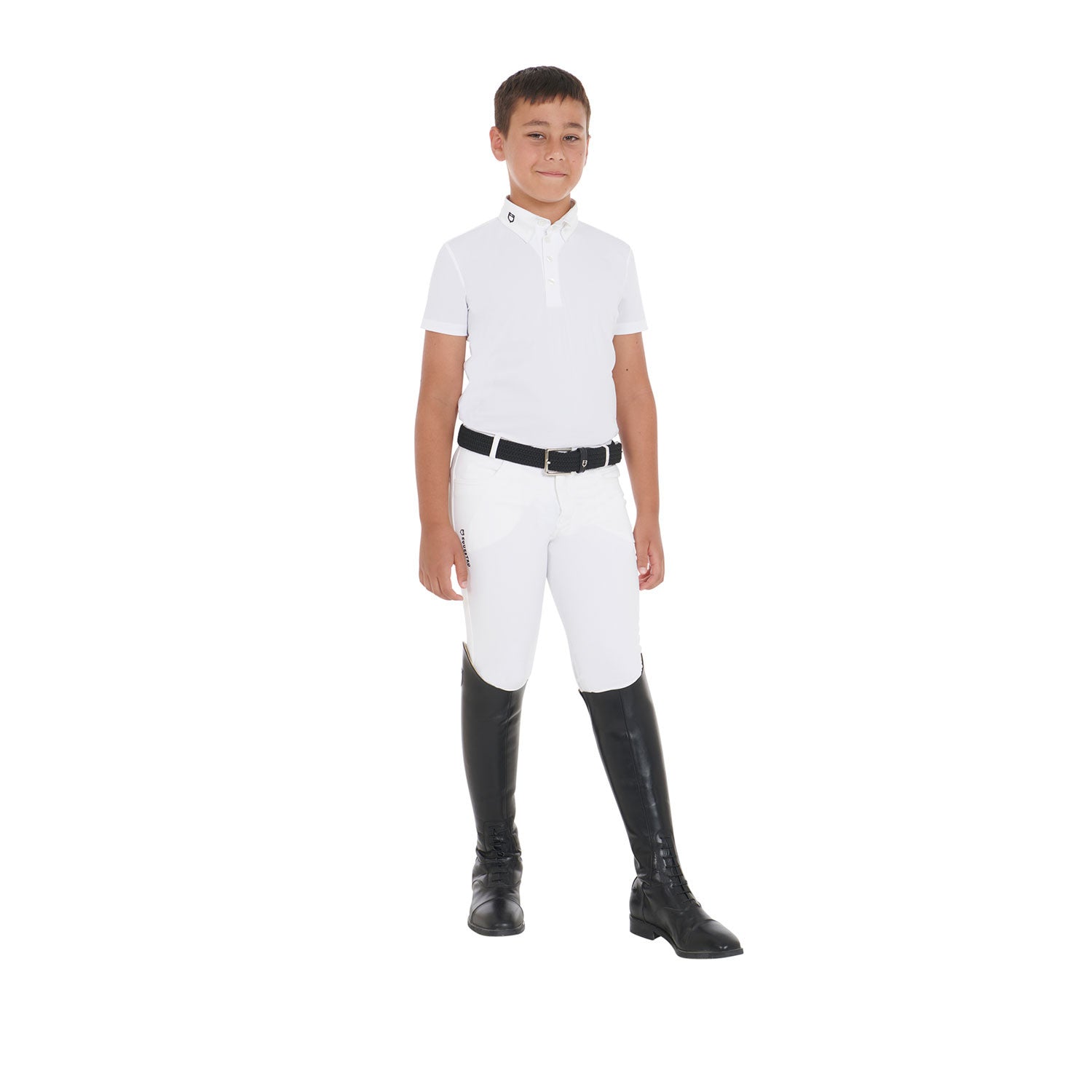 Boys' slim fit competition polo shirt with four buttons