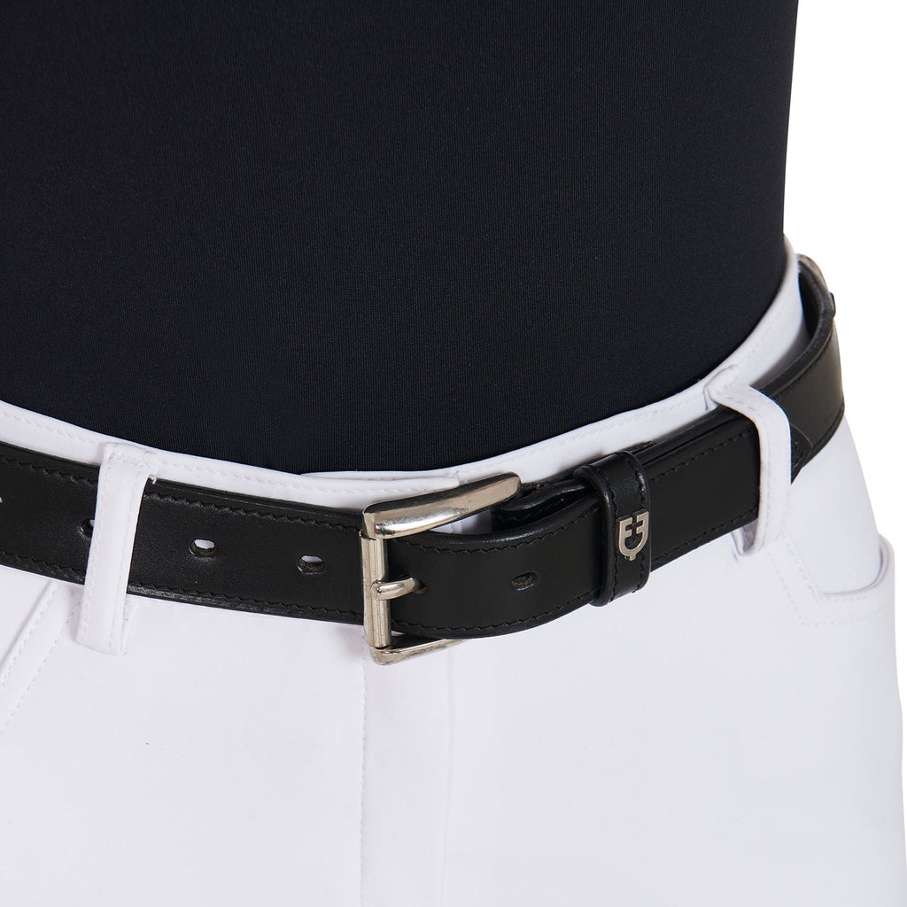 Leather belt with snaffle bits and rhinestones