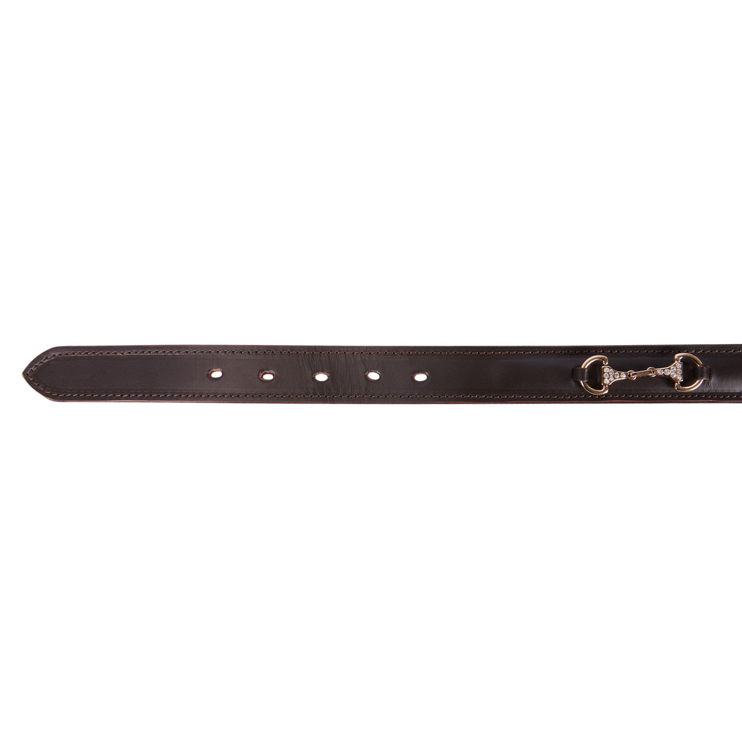 Leather belt with snaffle bits and rhinestones