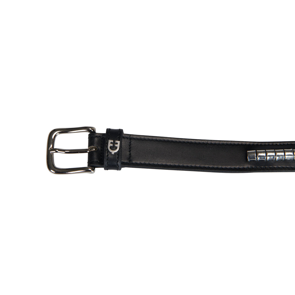 Leather belt with silver clincher