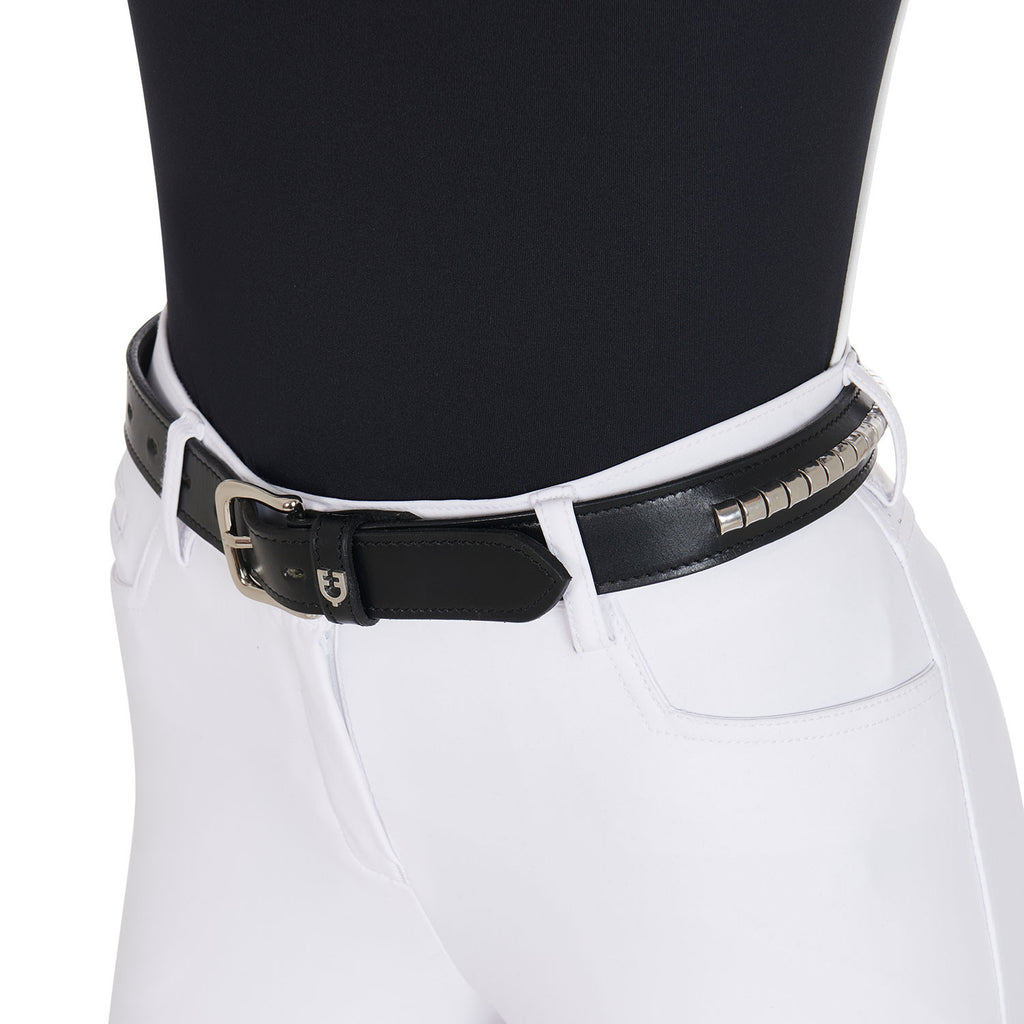 Leather belt with silver clincher