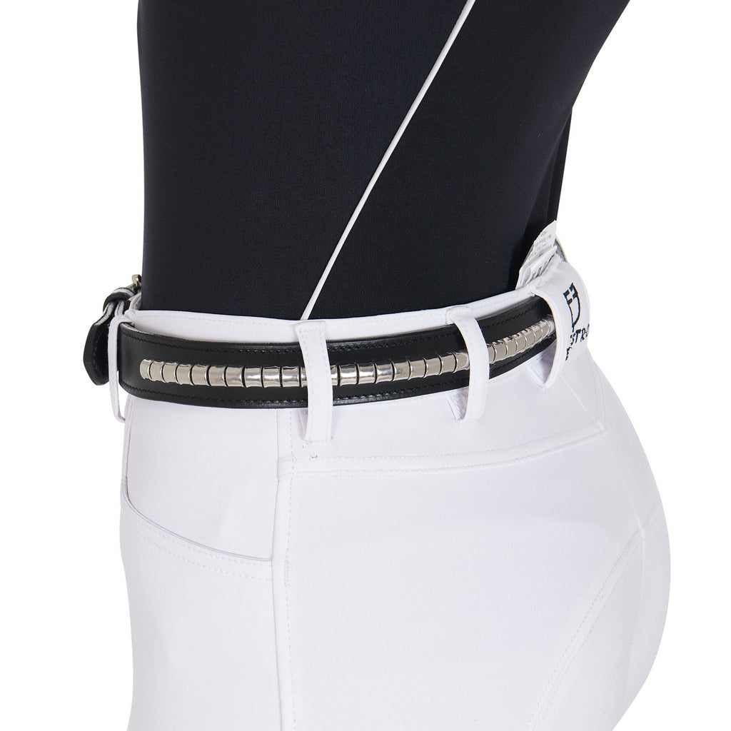 Leather belt with silver clincher