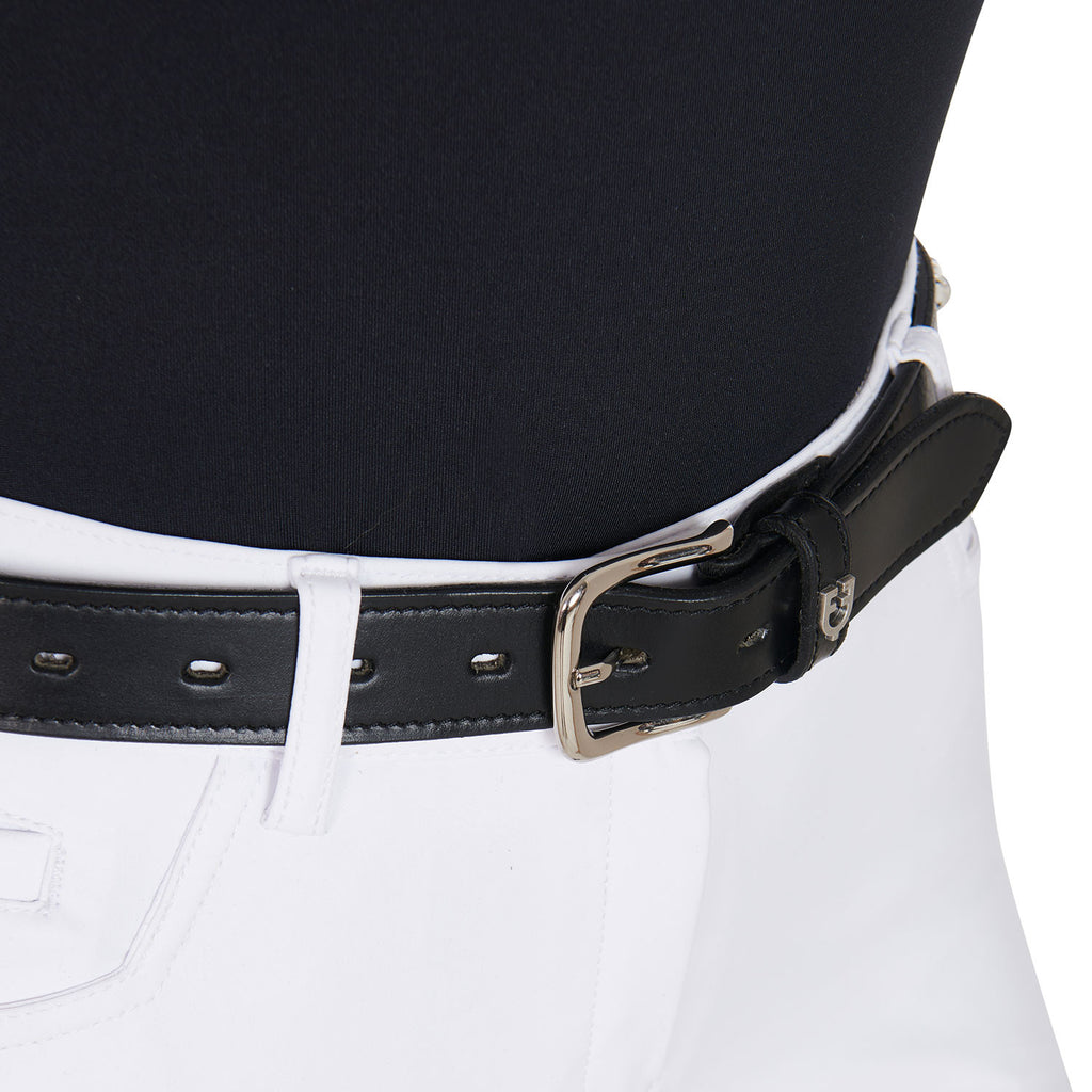 Leather belt with silver clincher
