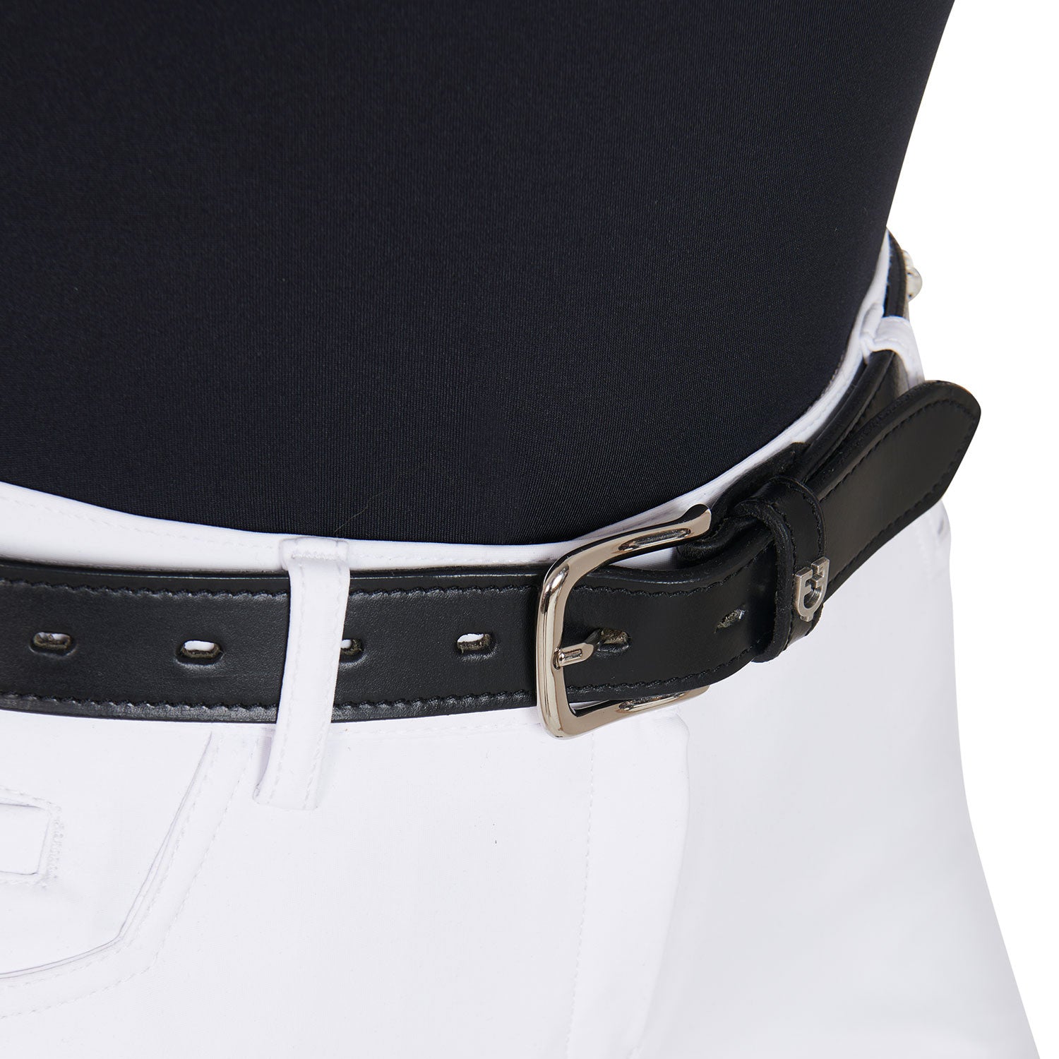 Leather belt with silver clincher