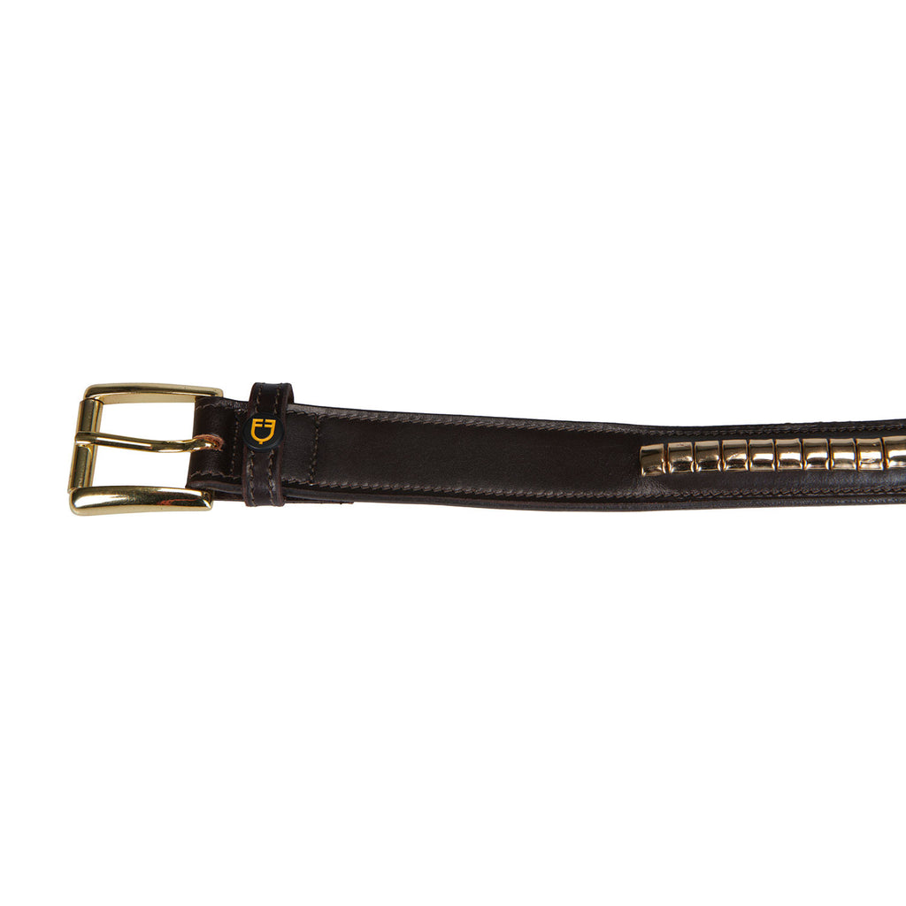 Leather belt with silver clincher