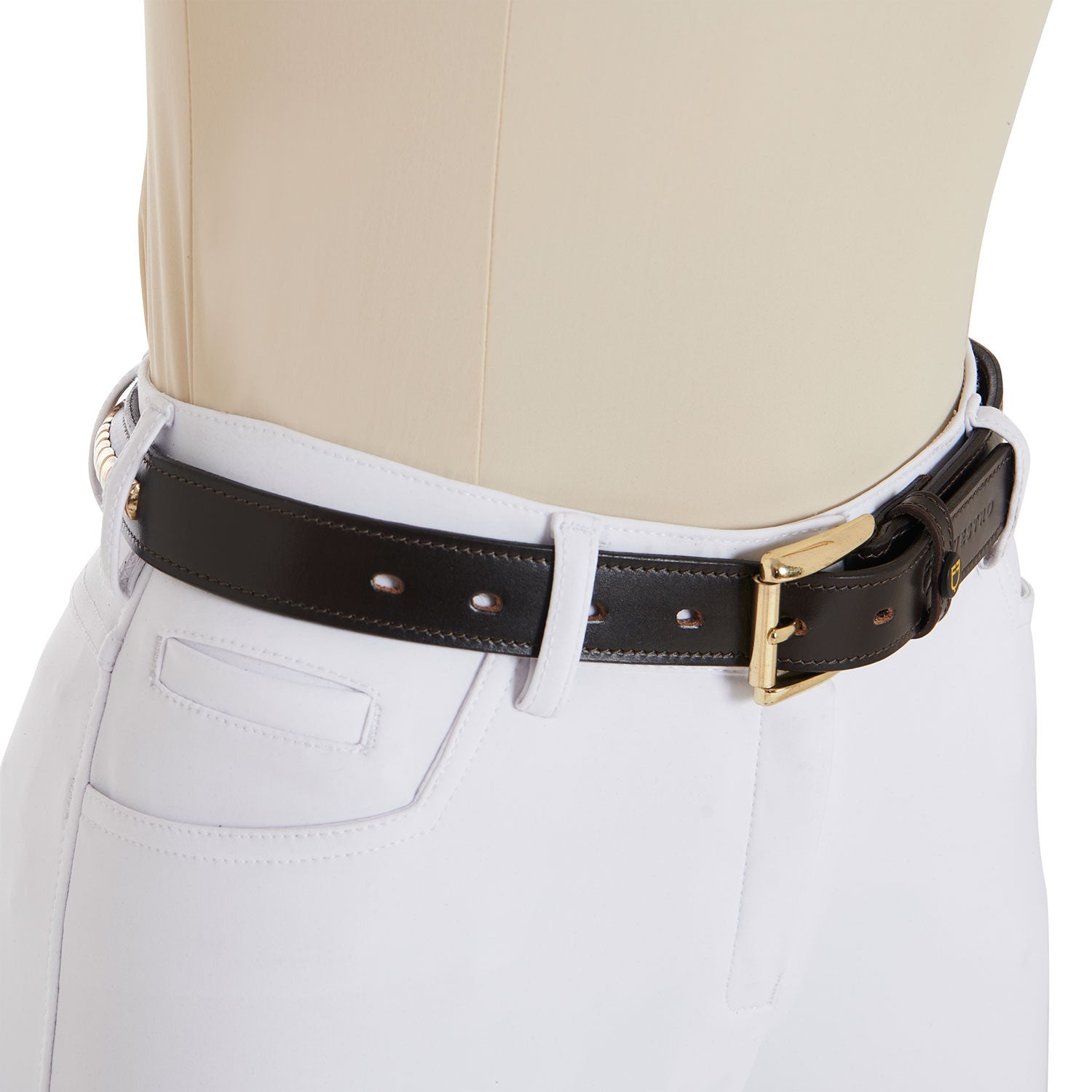 Leather belt with silver clincher