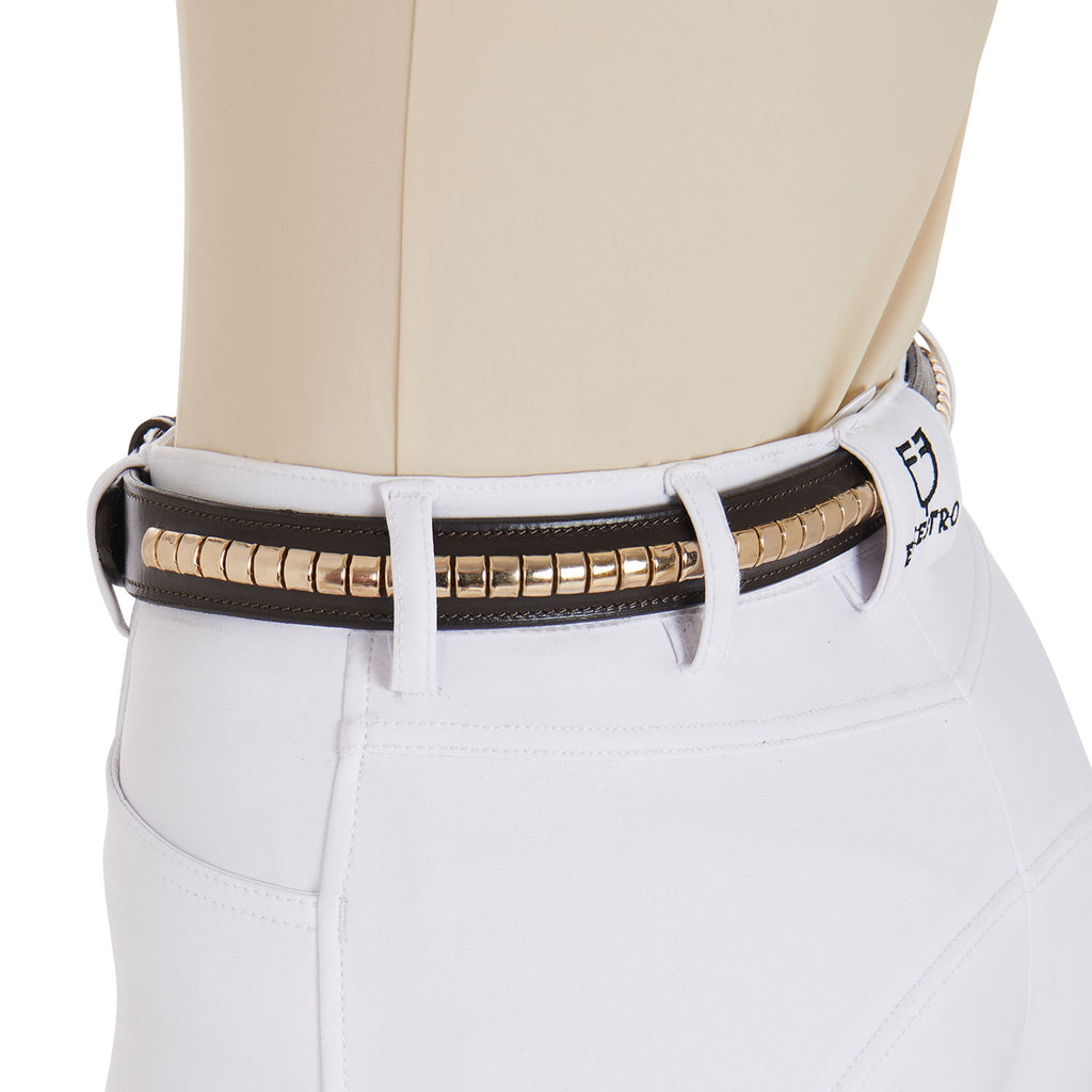 Leather belt with silver clincher