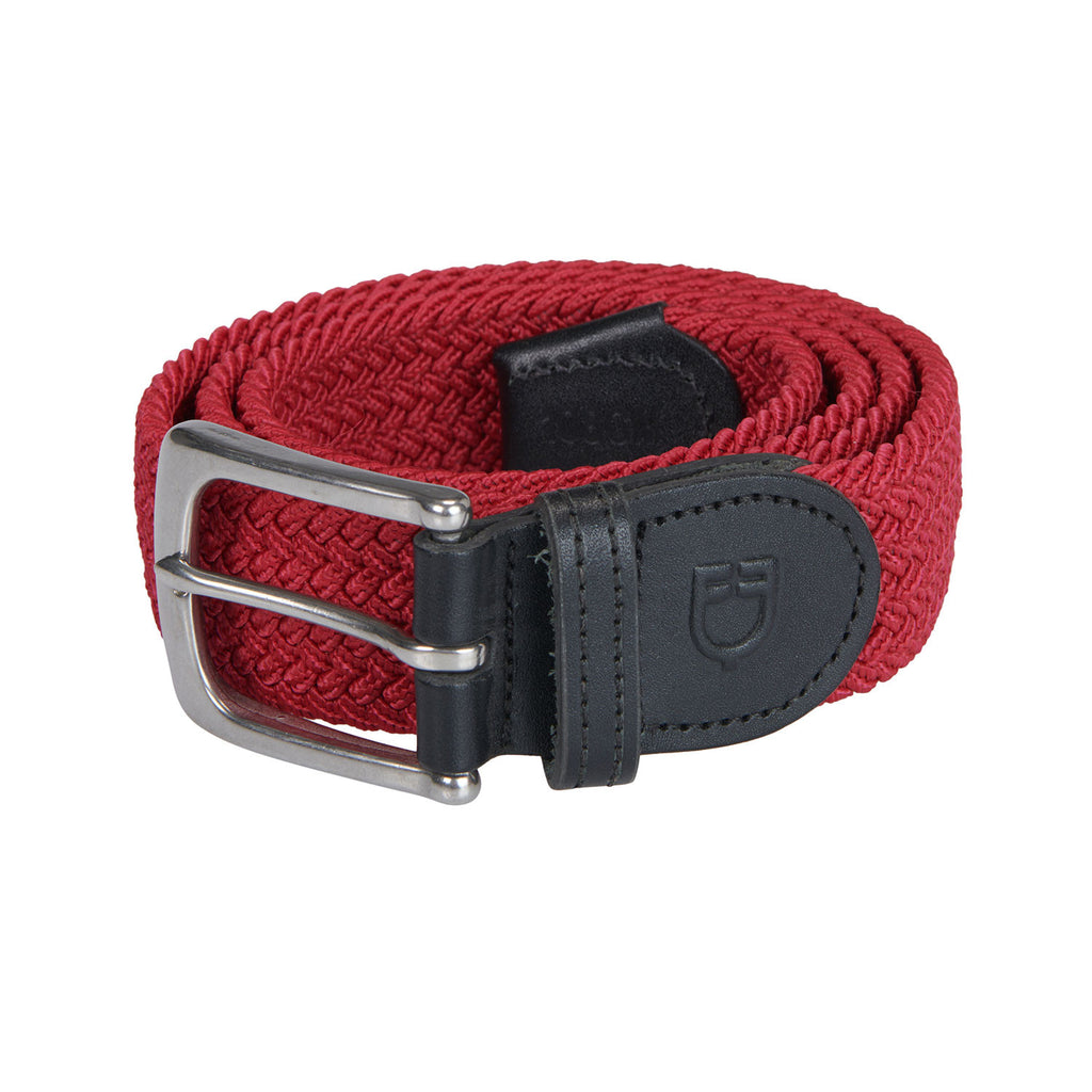 Elasticized belt crossed pattern
