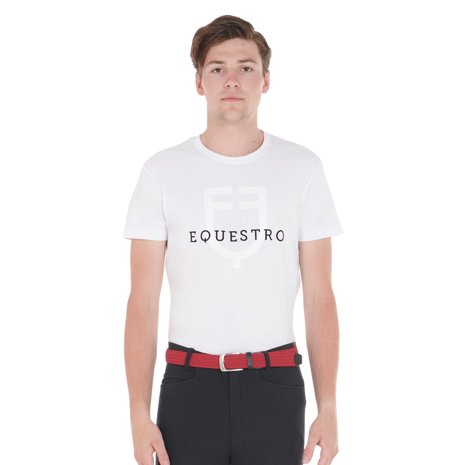 Elasticized belt crossed pattern