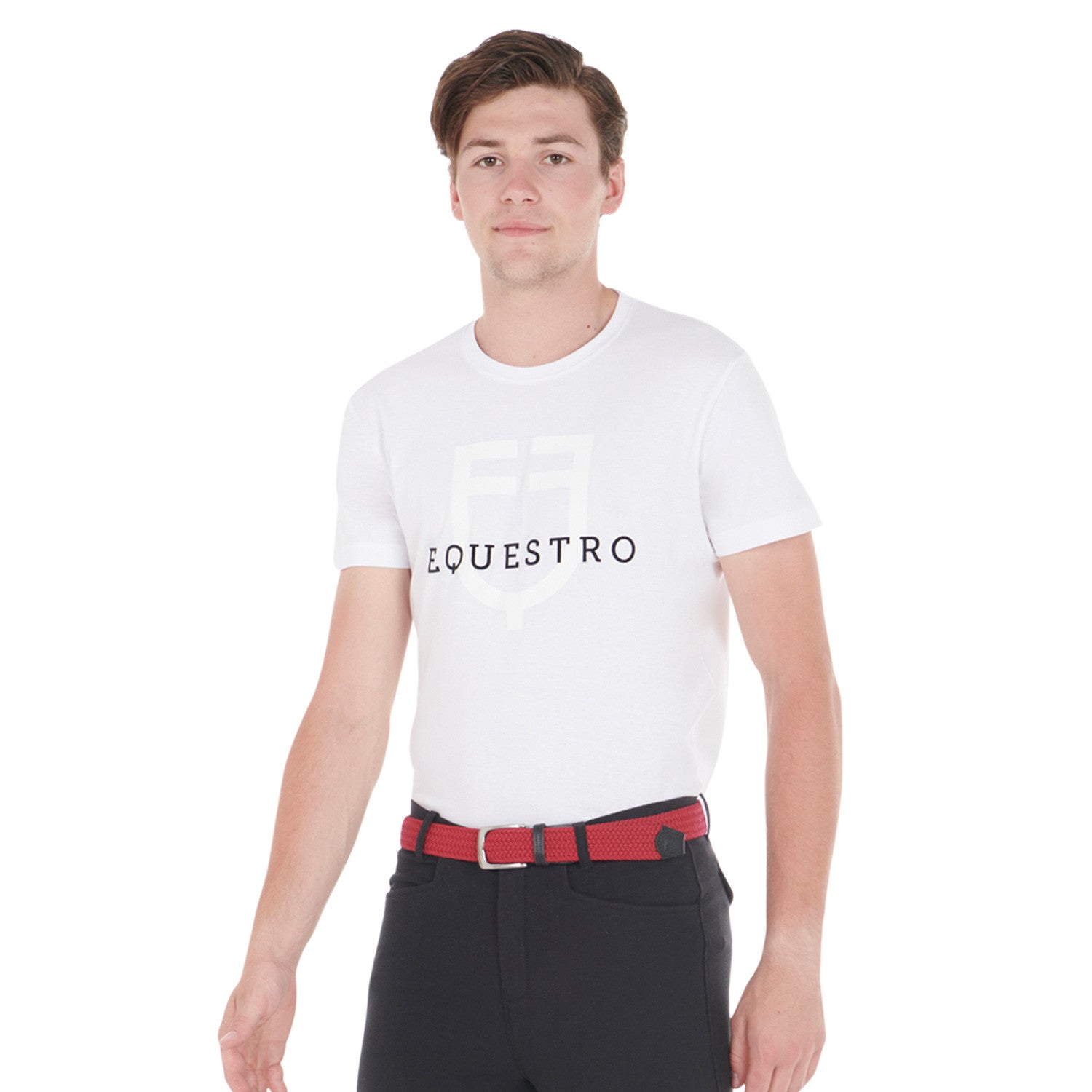 Elasticized belt crossed pattern