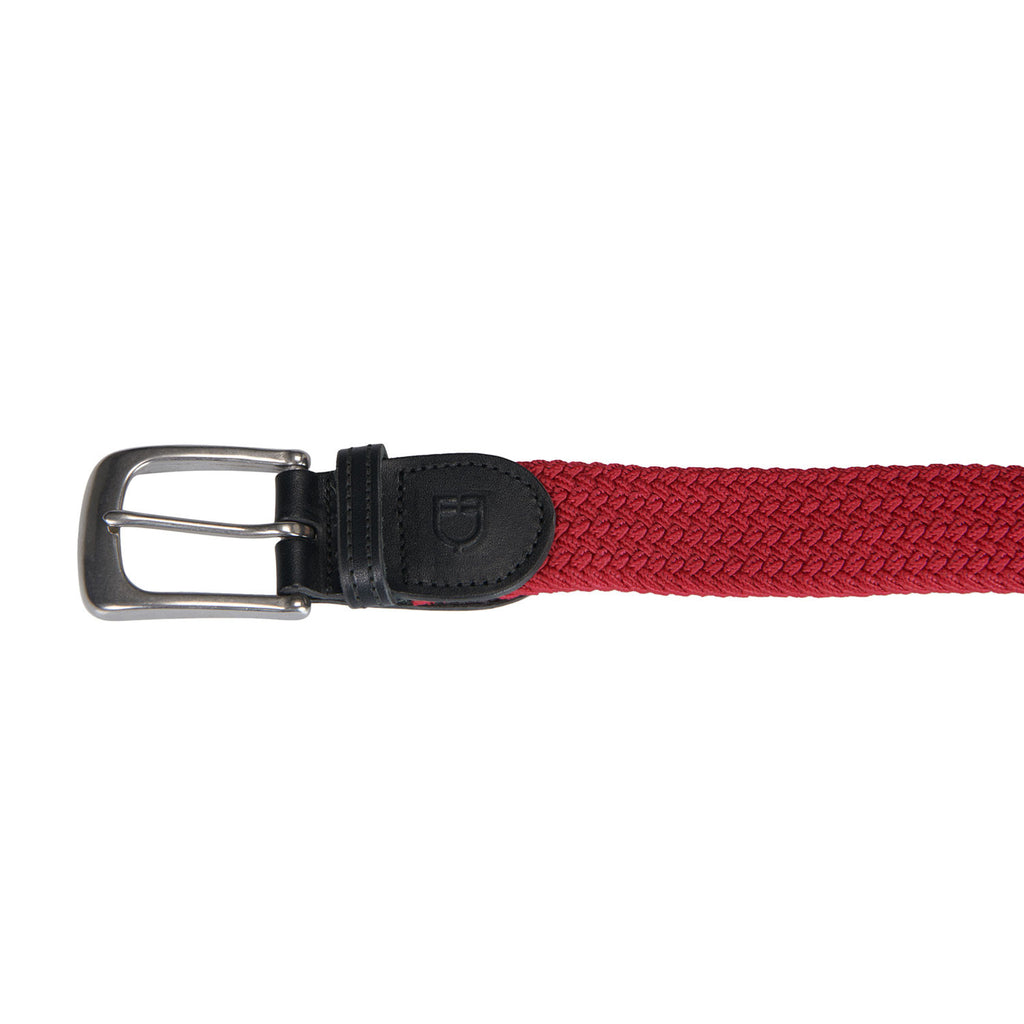 Elasticized kids belt crossed pattern
