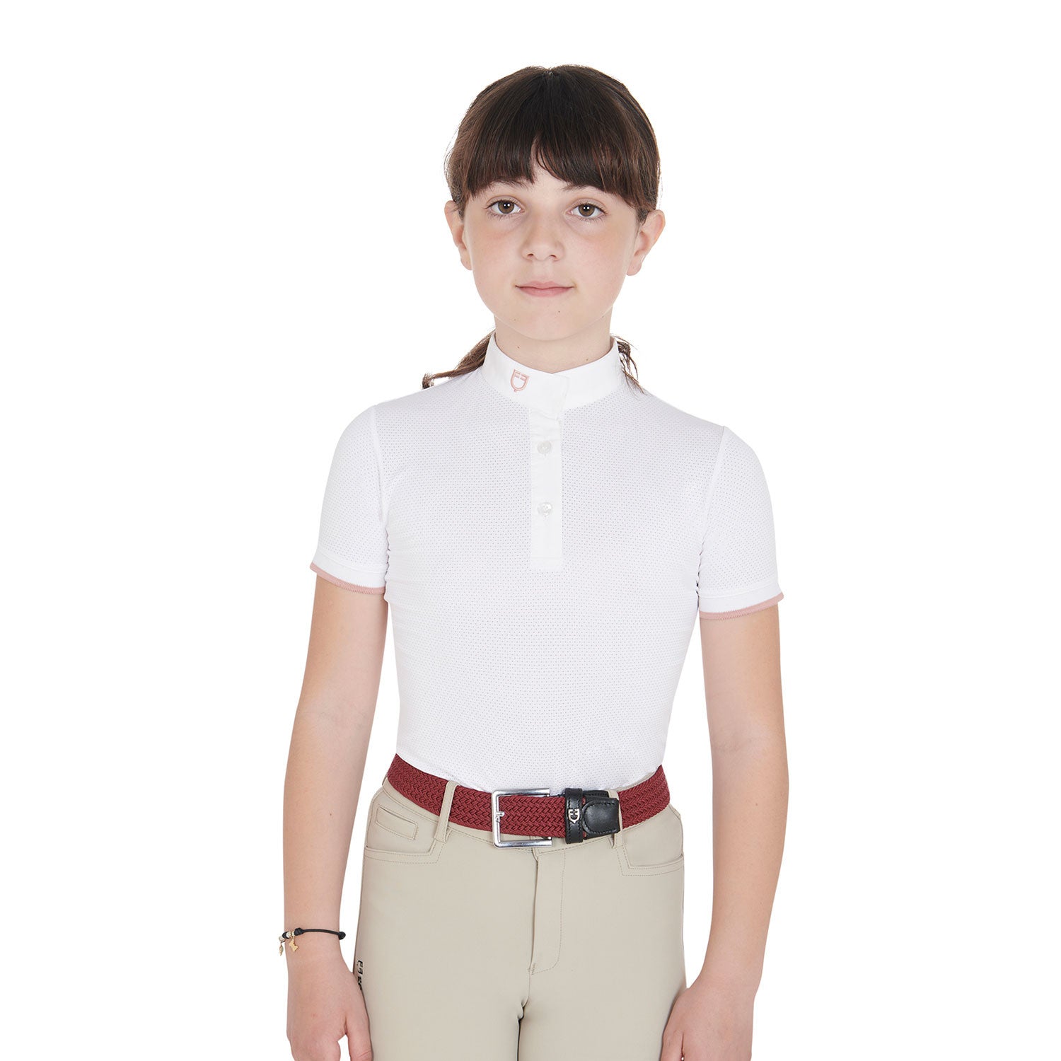 Elasticized kids belt crossed pattern