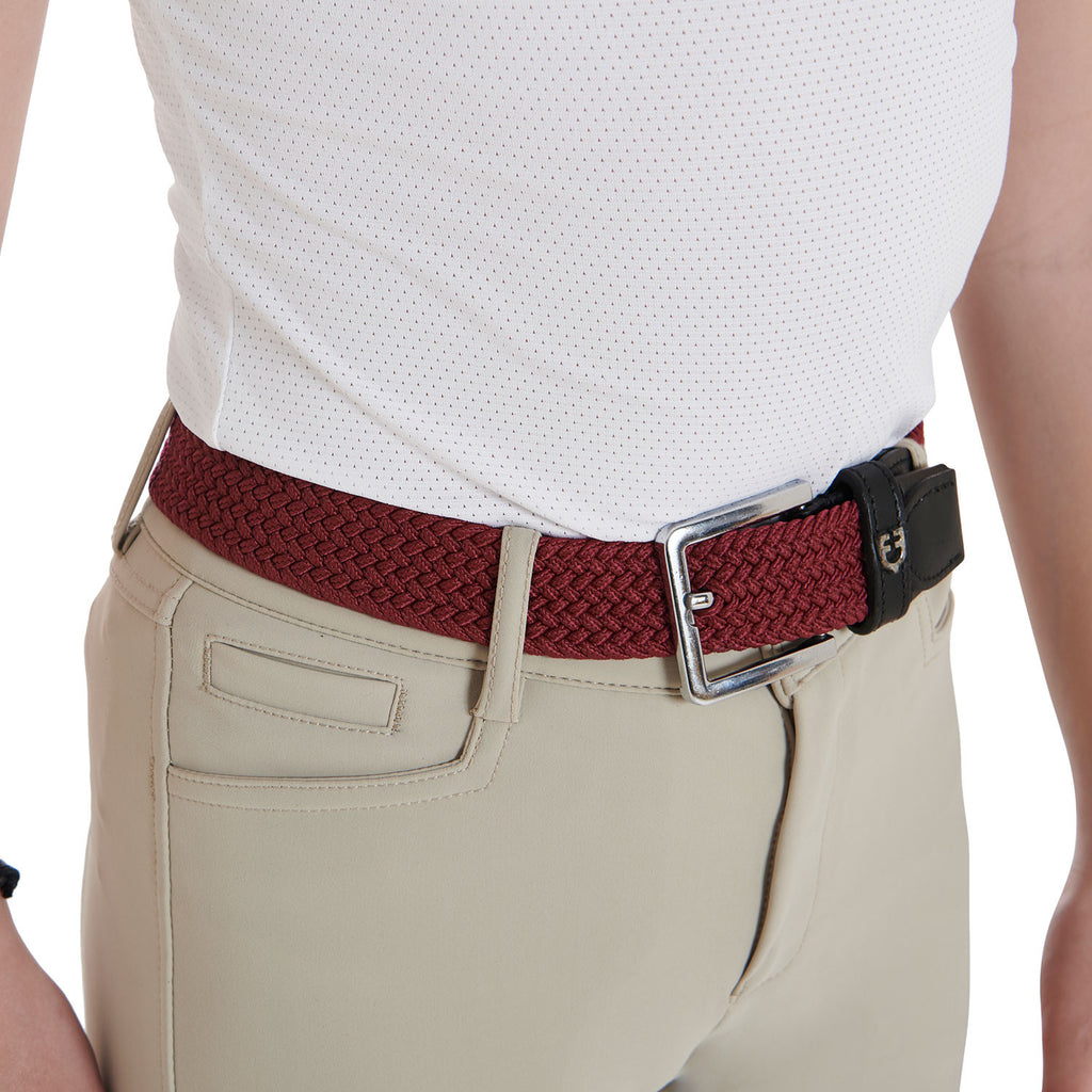 Elasticized kids belt crossed pattern