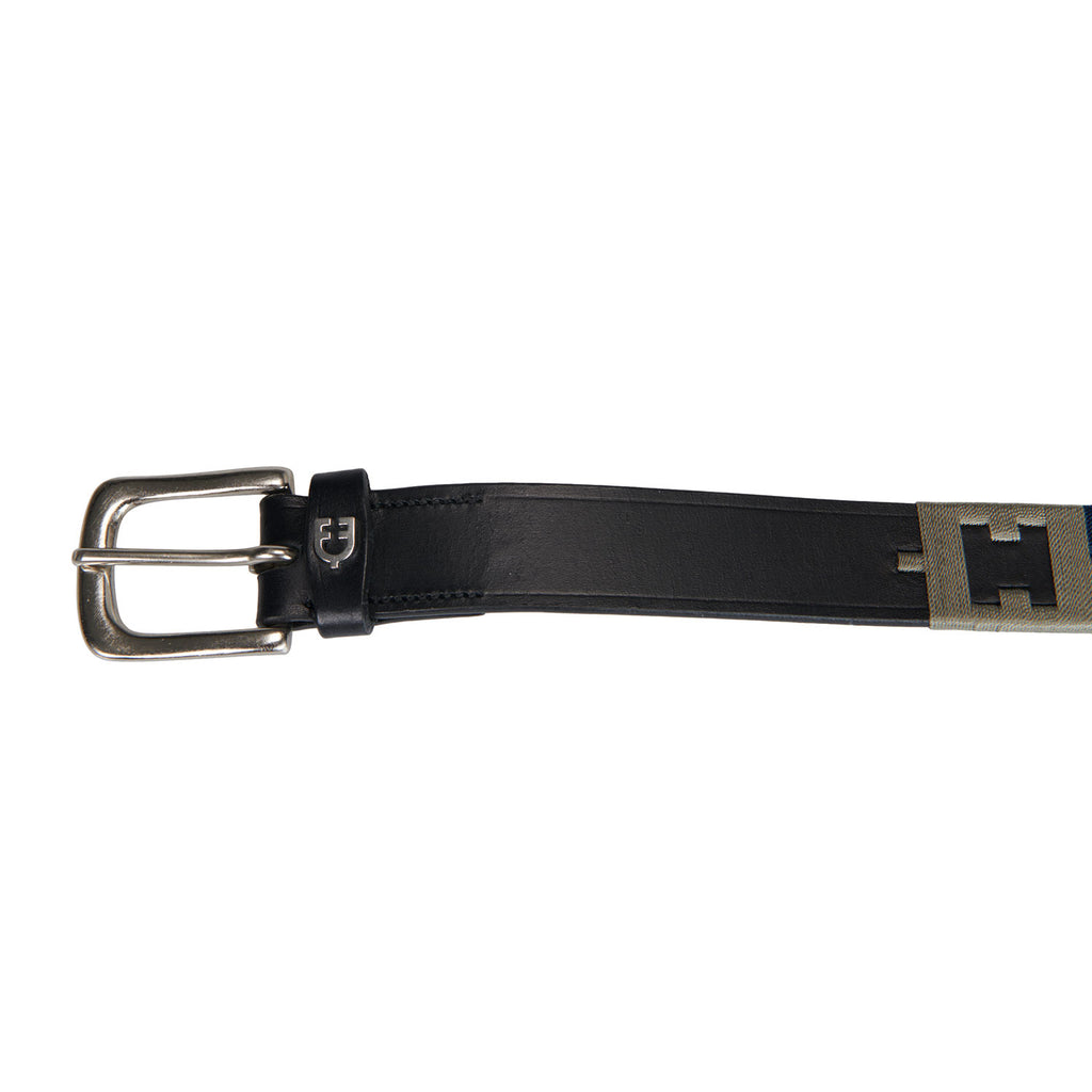 Leather belt with geometric pattern