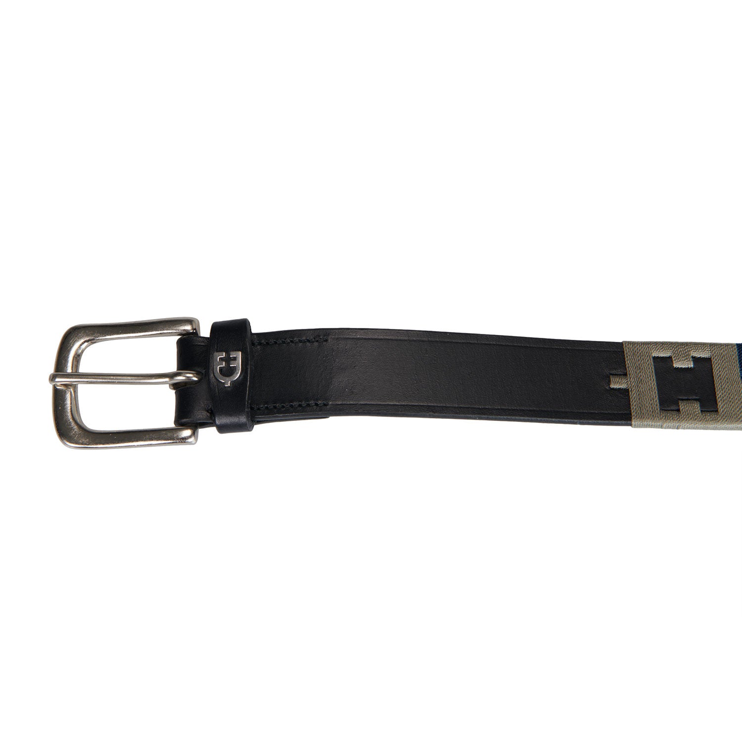 Leather belt with geometric pattern