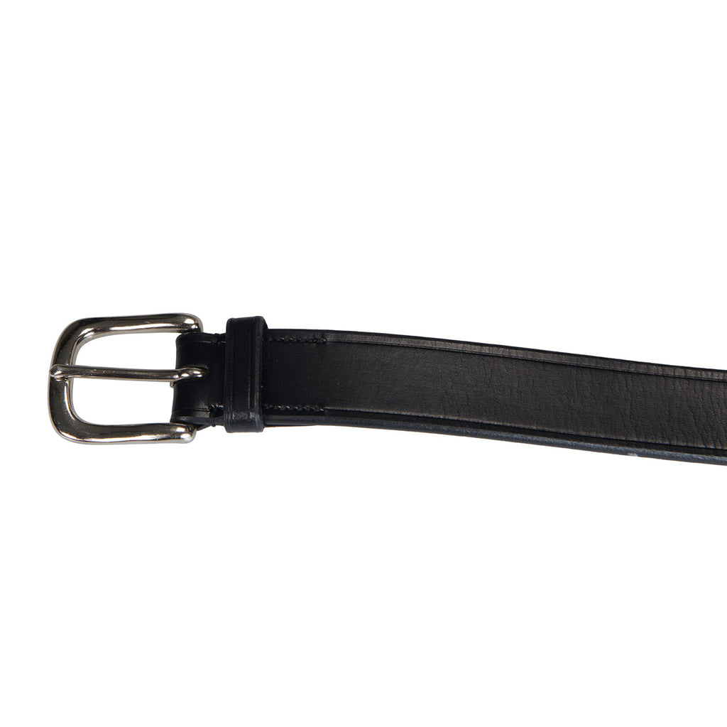 Leather belt with black and white embroidery