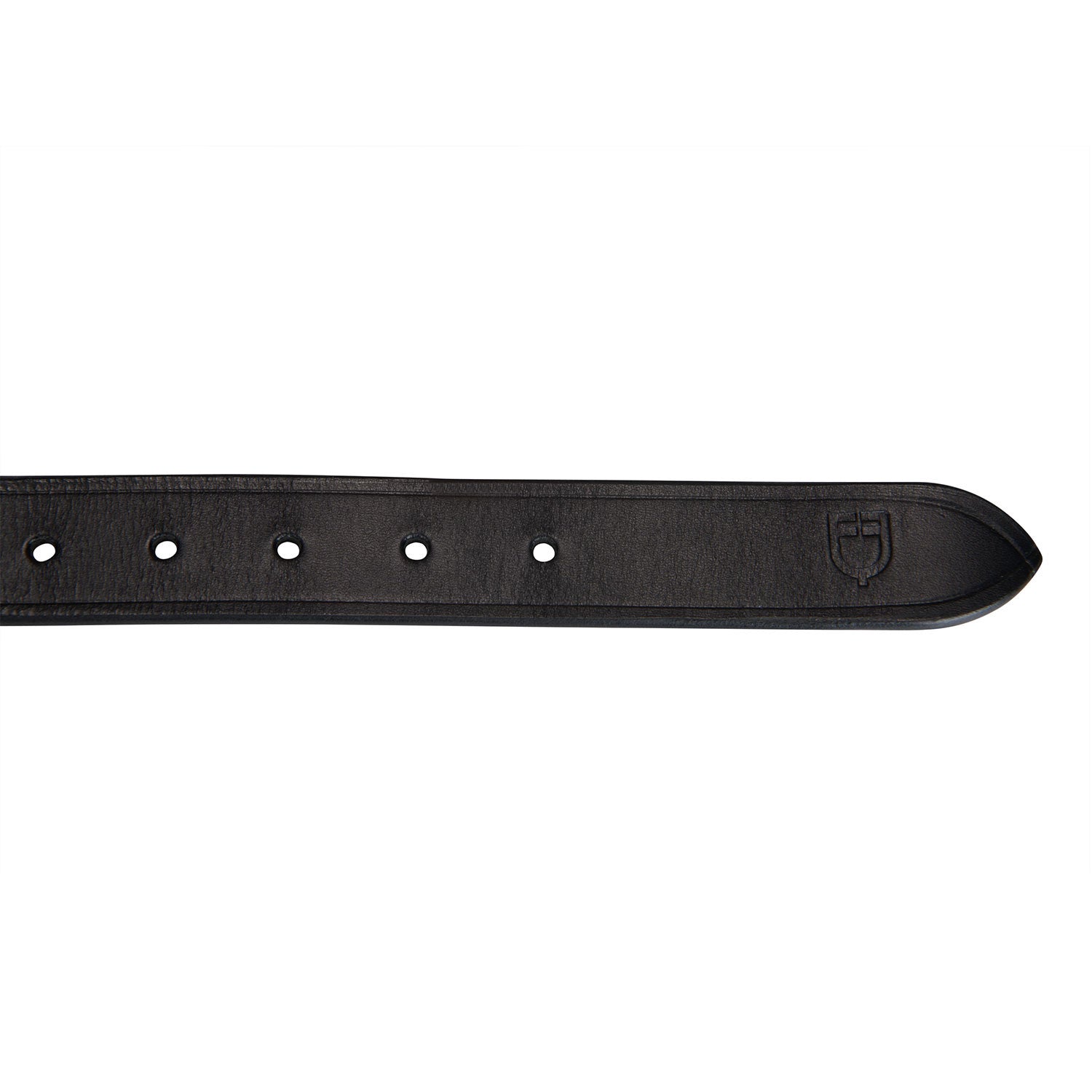 Leather belt with black and white embroidery