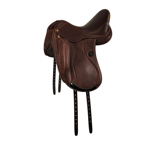 Acavallo Mantegna dressage saddle long knee blocks
