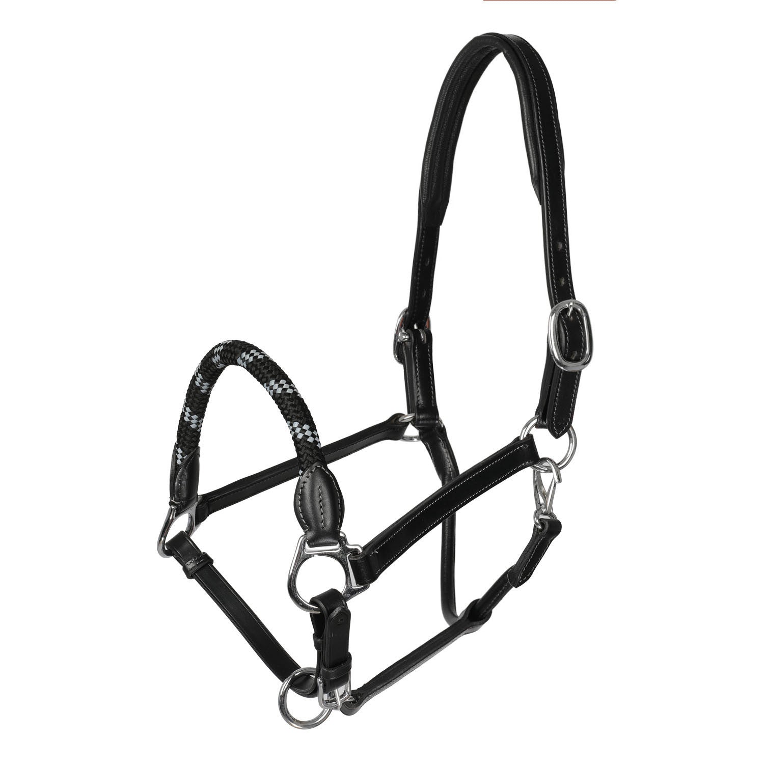 Halter anatomical leather rope noseband