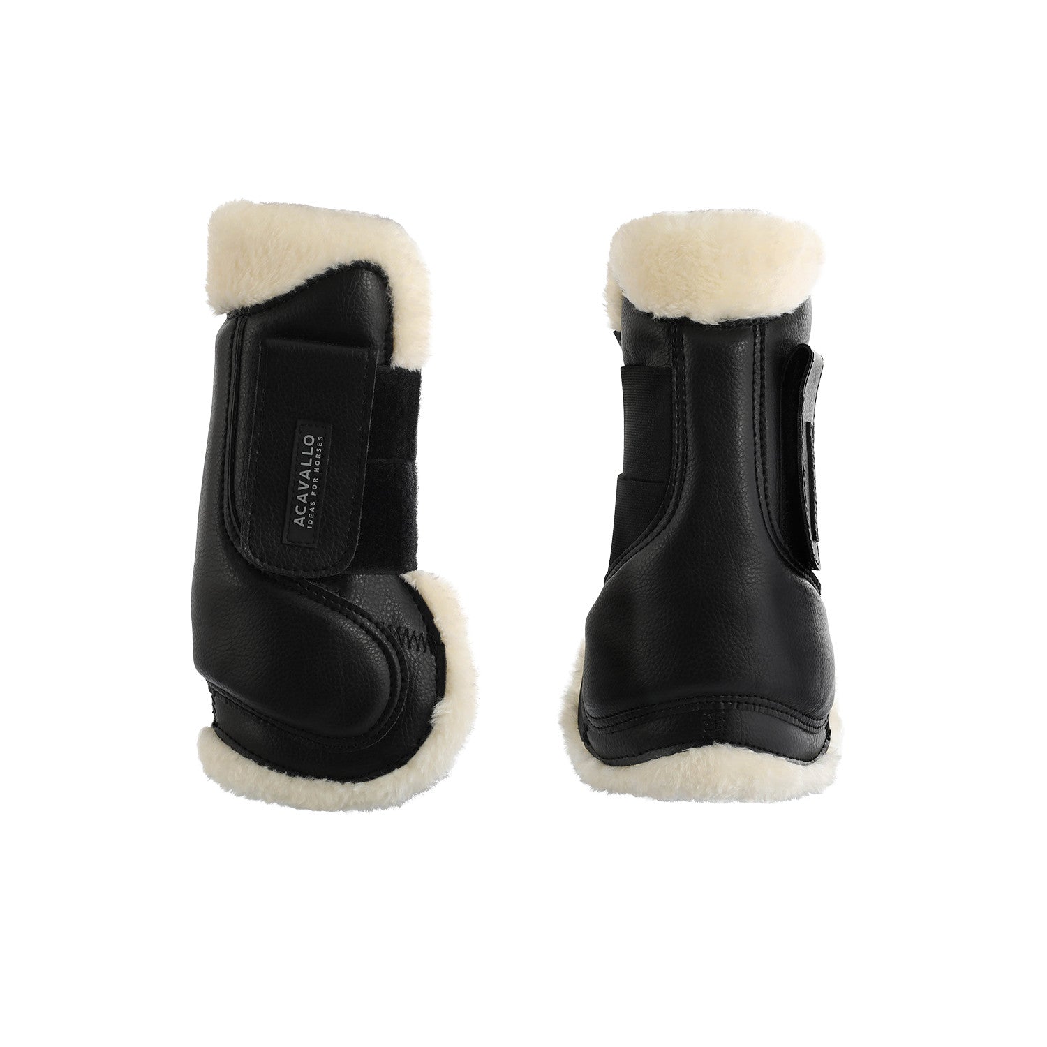 Jumping tendon boots faux sheepskin & hook-and-loop closure