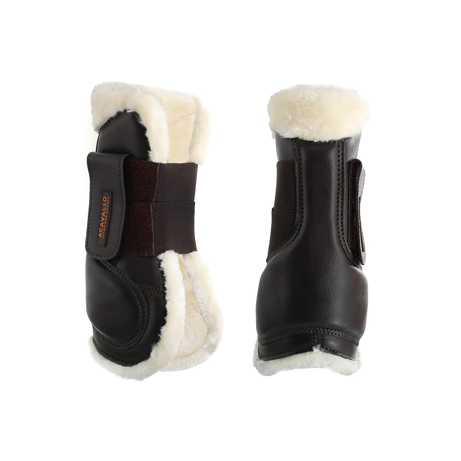 Jumping tendon boots faux sheepskin & hook-and-loop closure