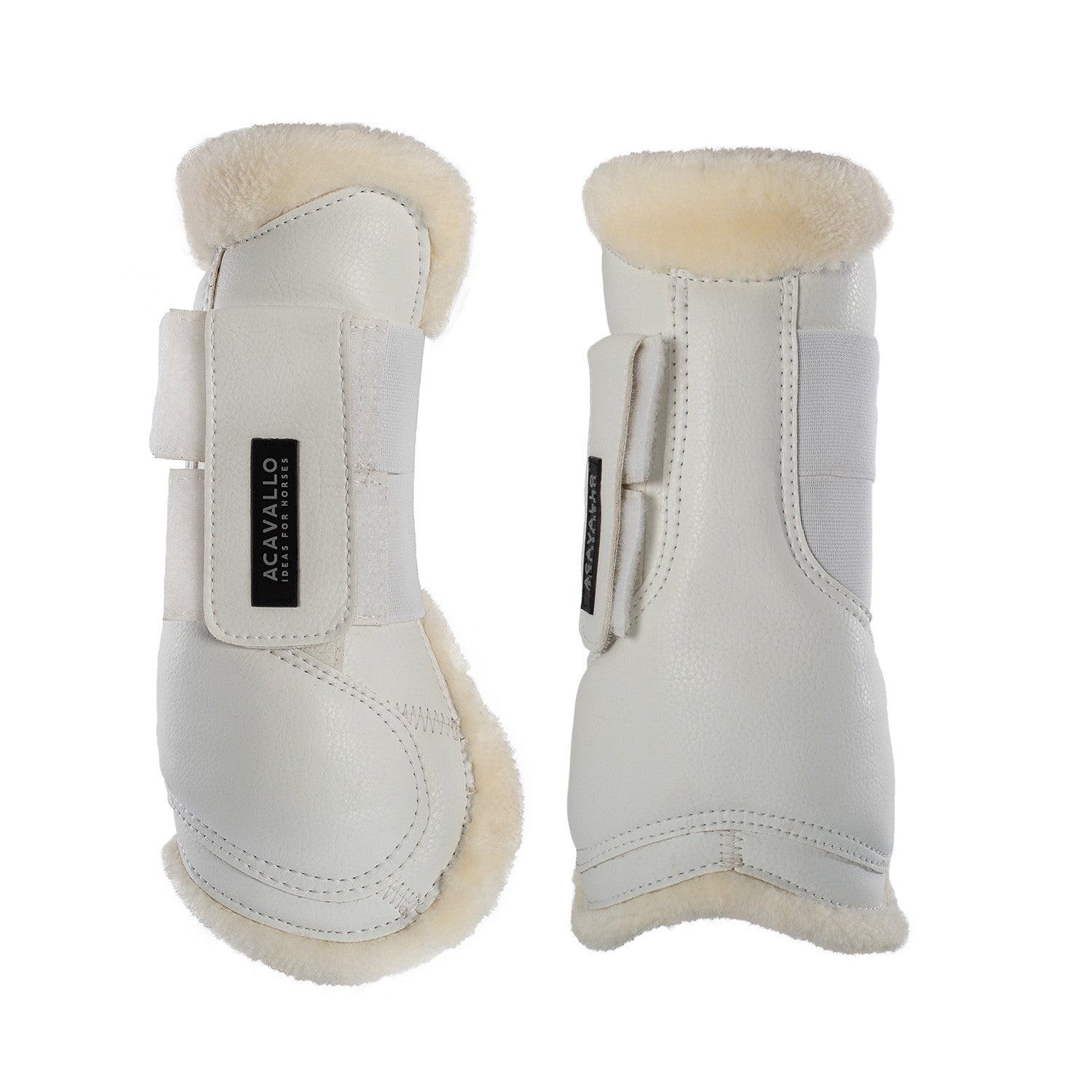 Jumping tendon boots faux sheepskin & hook-and-loop closure