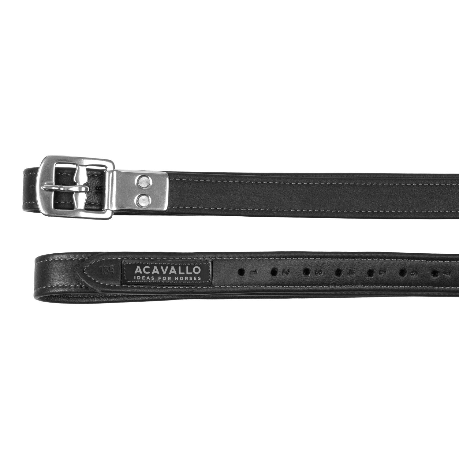 Calfskin stirrup leathers encased buckle