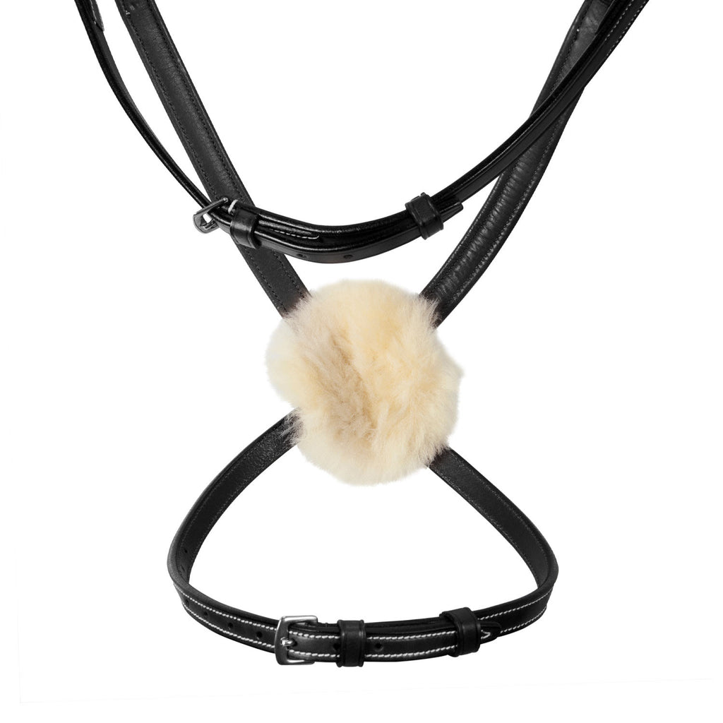 Bridle with mexican noseband and synthetic sheepskin