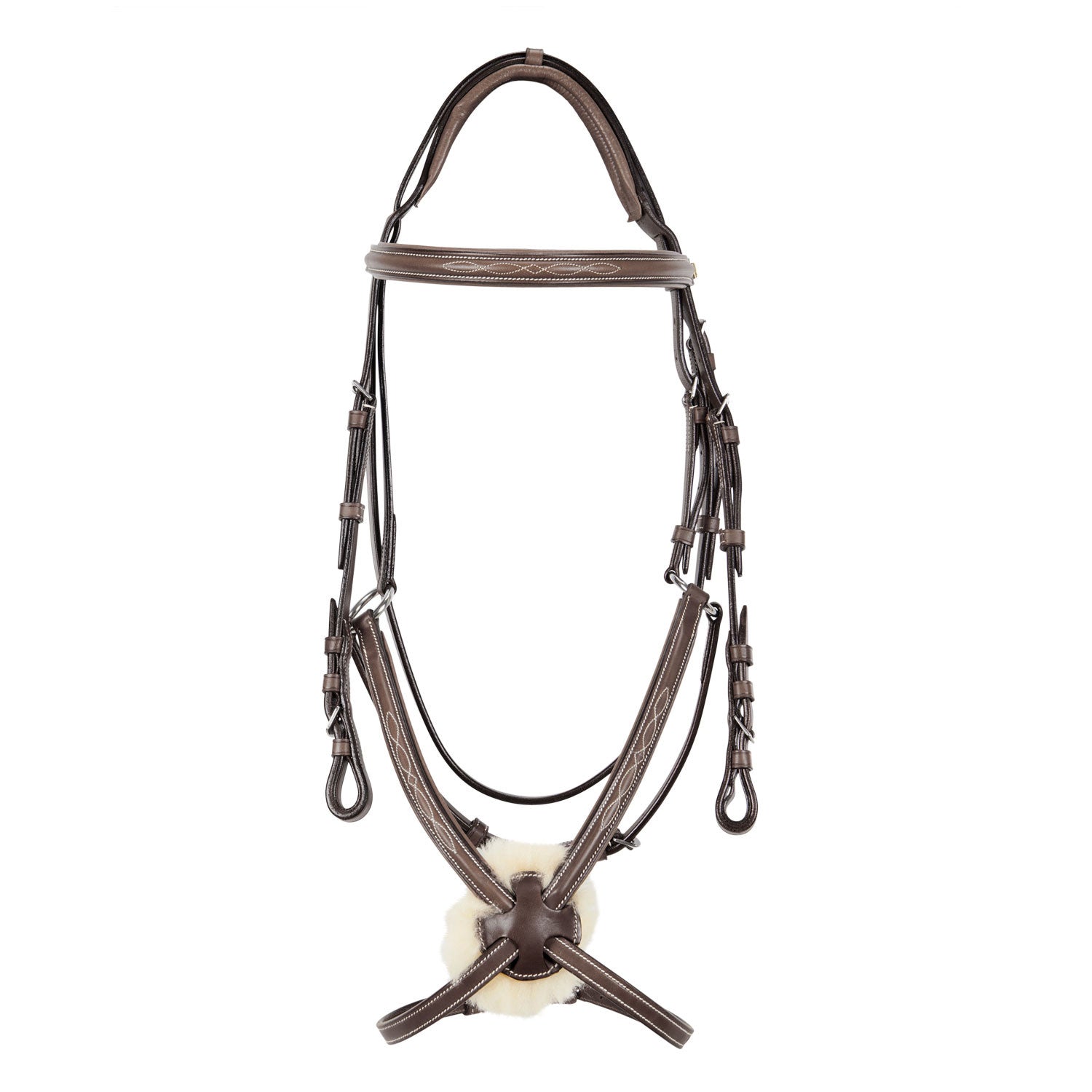 Equestro Bridle with mexican noseband and synthetic sheepskin
