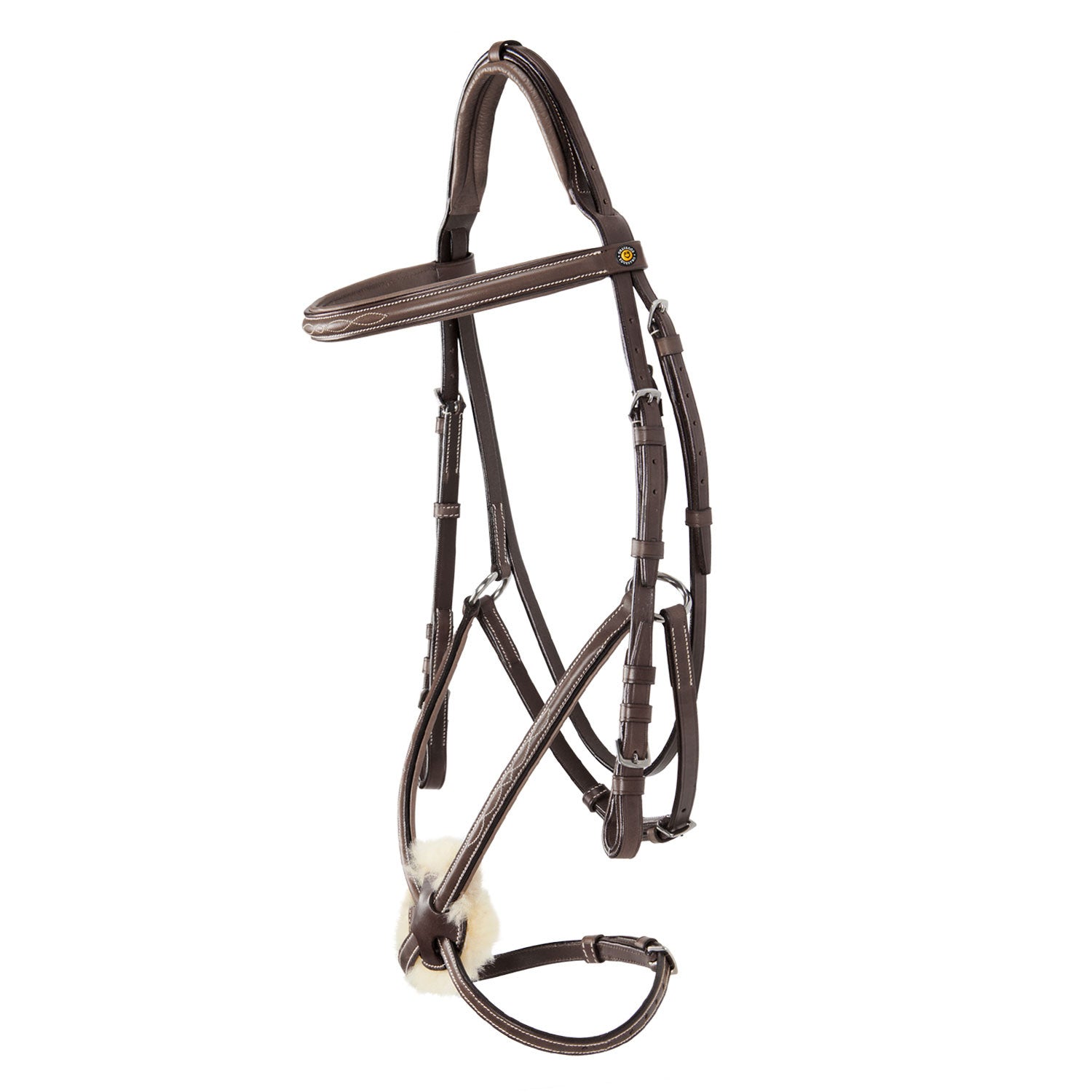 Bridle with mexican noseband and synthetic sheepskin