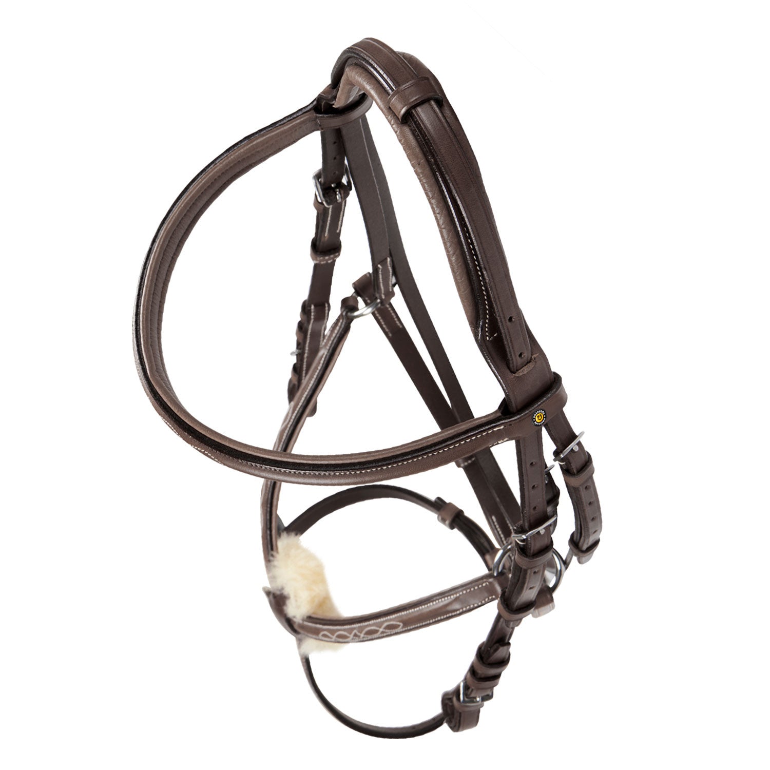 Bridle with mexican noseband and synthetic sheepskin