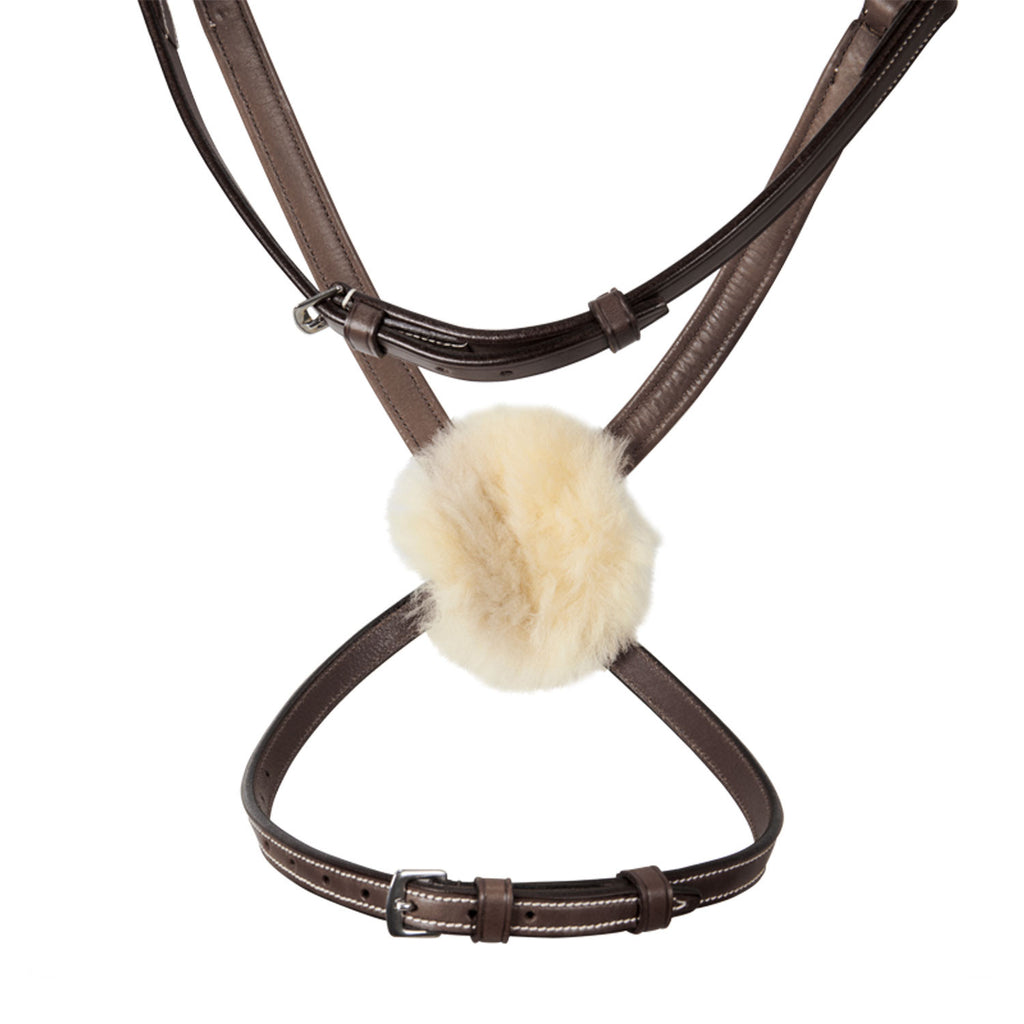 Bridle with mexican noseband and synthetic sheepskin