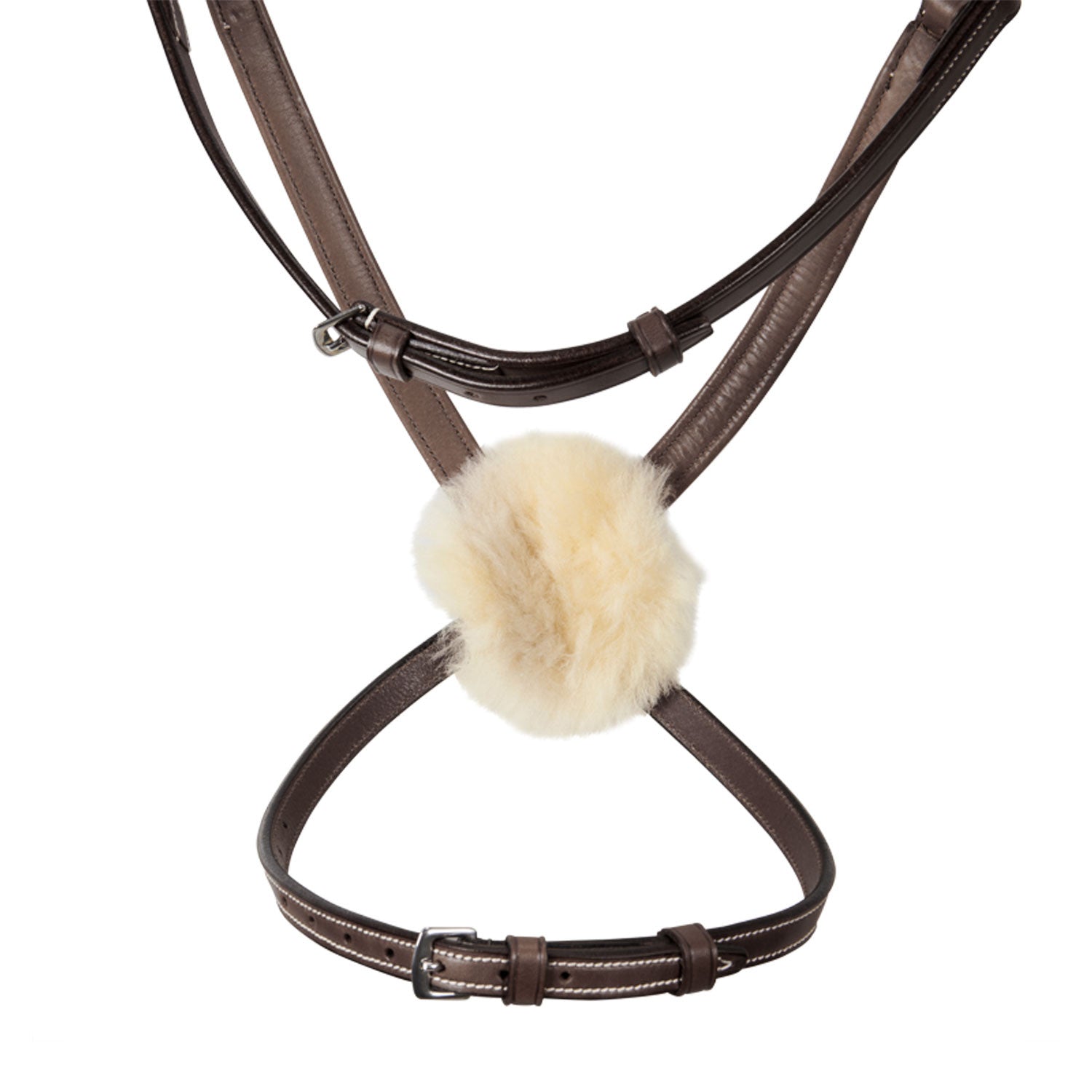 Bridle with mexican noseband and synthetic sheepskin