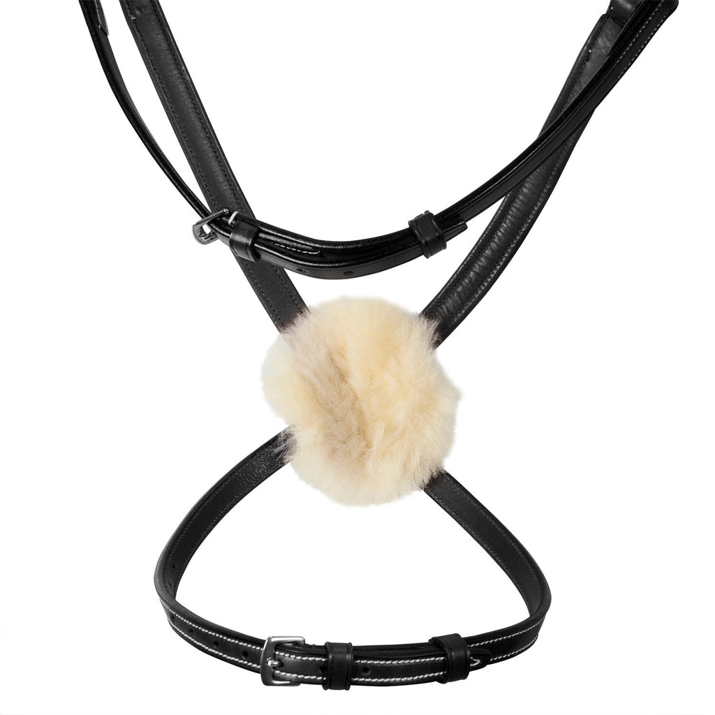 Bridle with mexican noseband and synthetic sheepskin