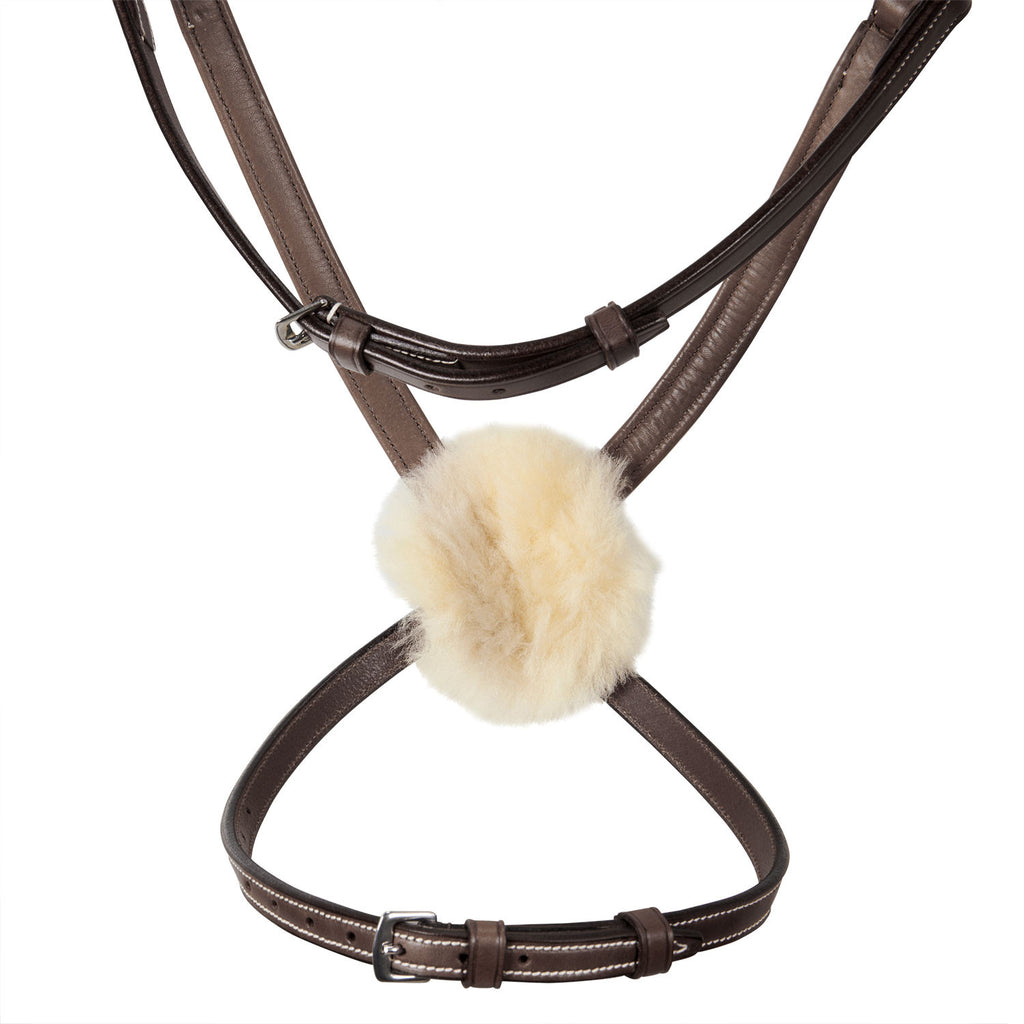 Bridle with mexican noseband and synthetic sheepskin