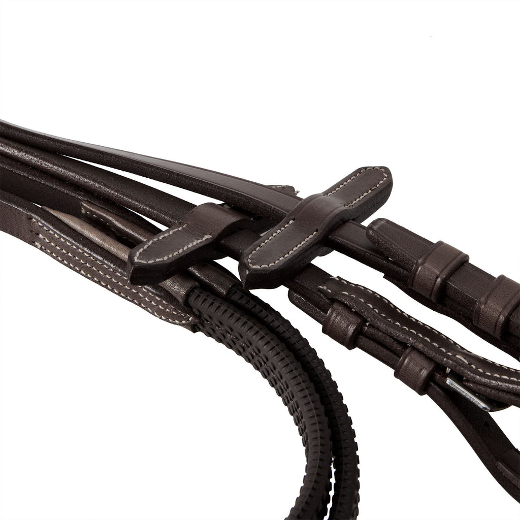 Bridle with mexican noseband and synthetic sheepskin