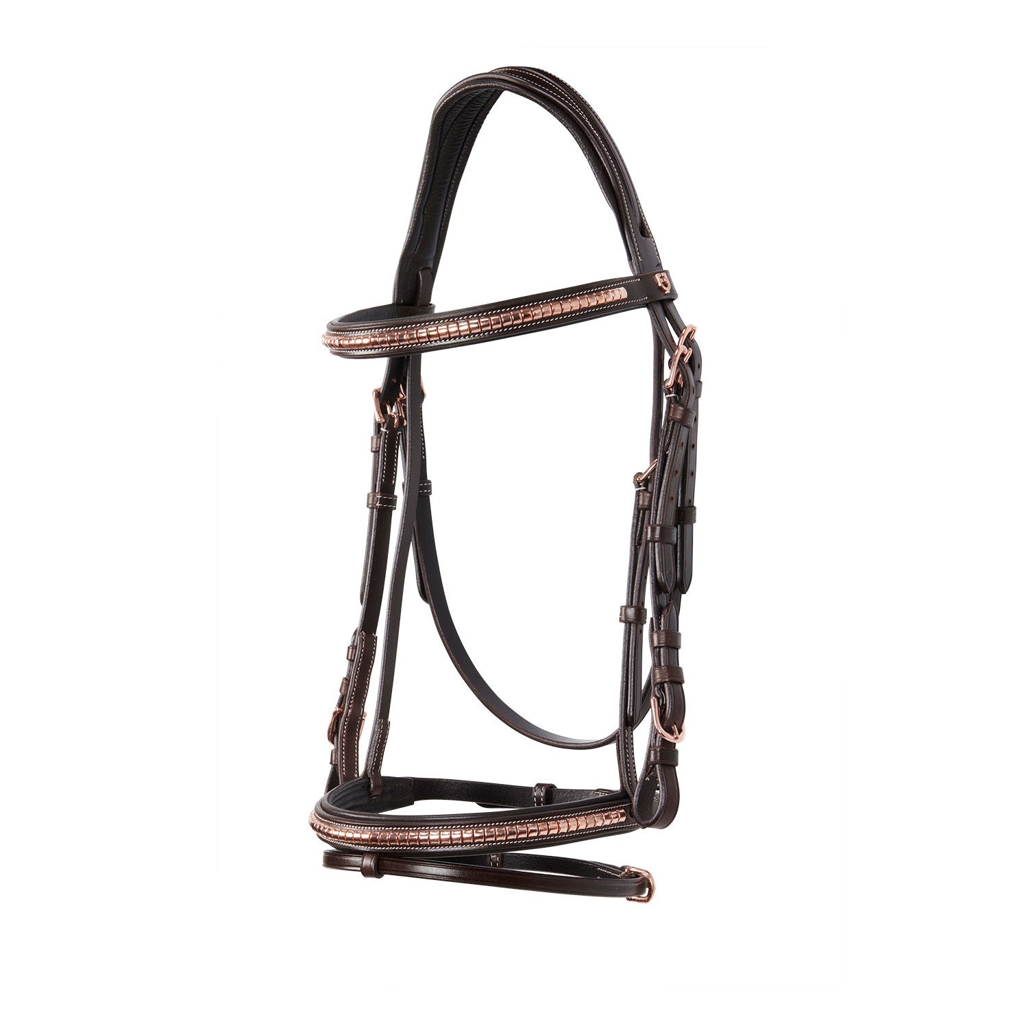 Equestro English clincher leather bridle colour rose gold