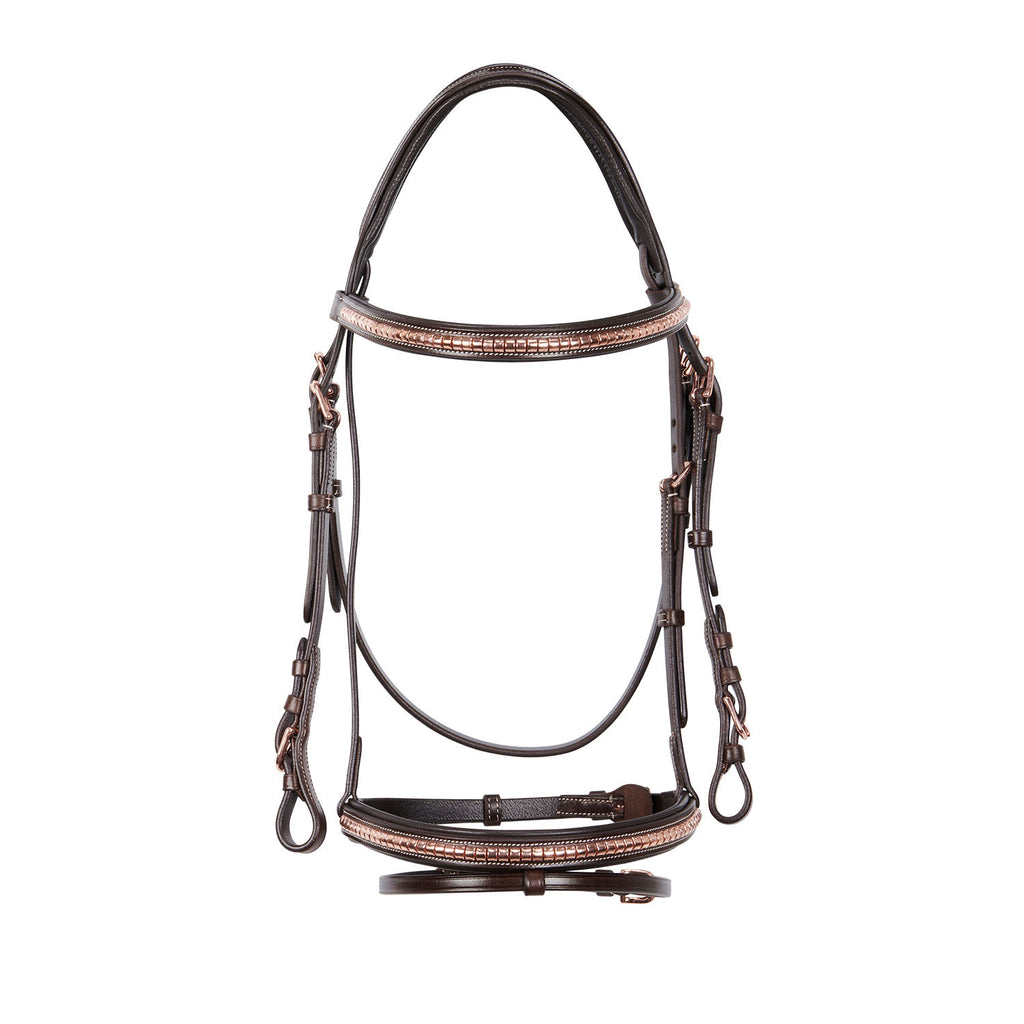 English clincher leather bridle colour rose gold