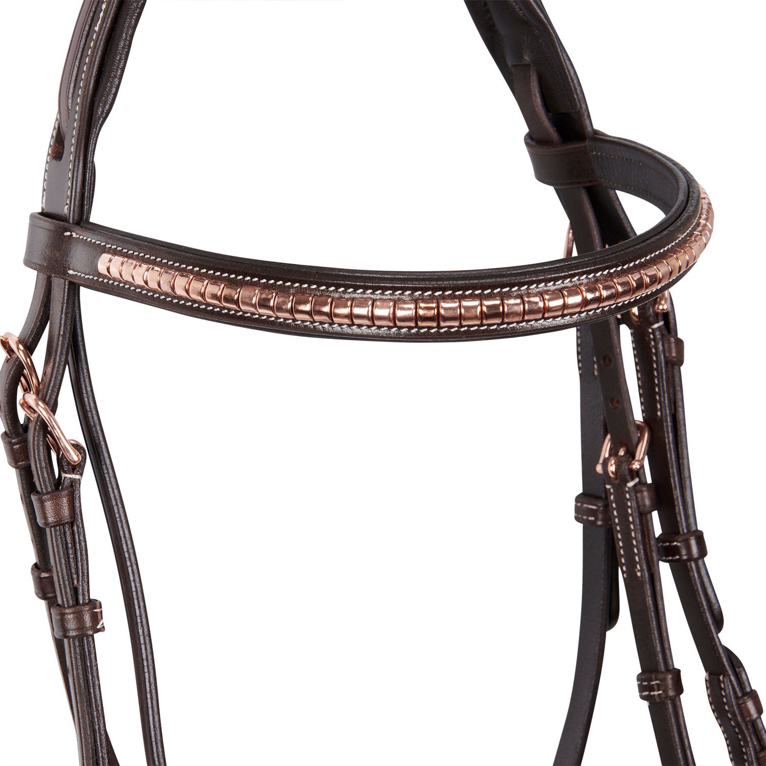 English clincher leather bridle colour rose gold