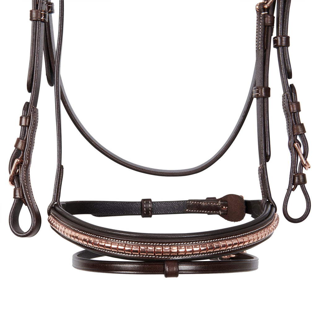 English clincher leather bridle colour rose gold