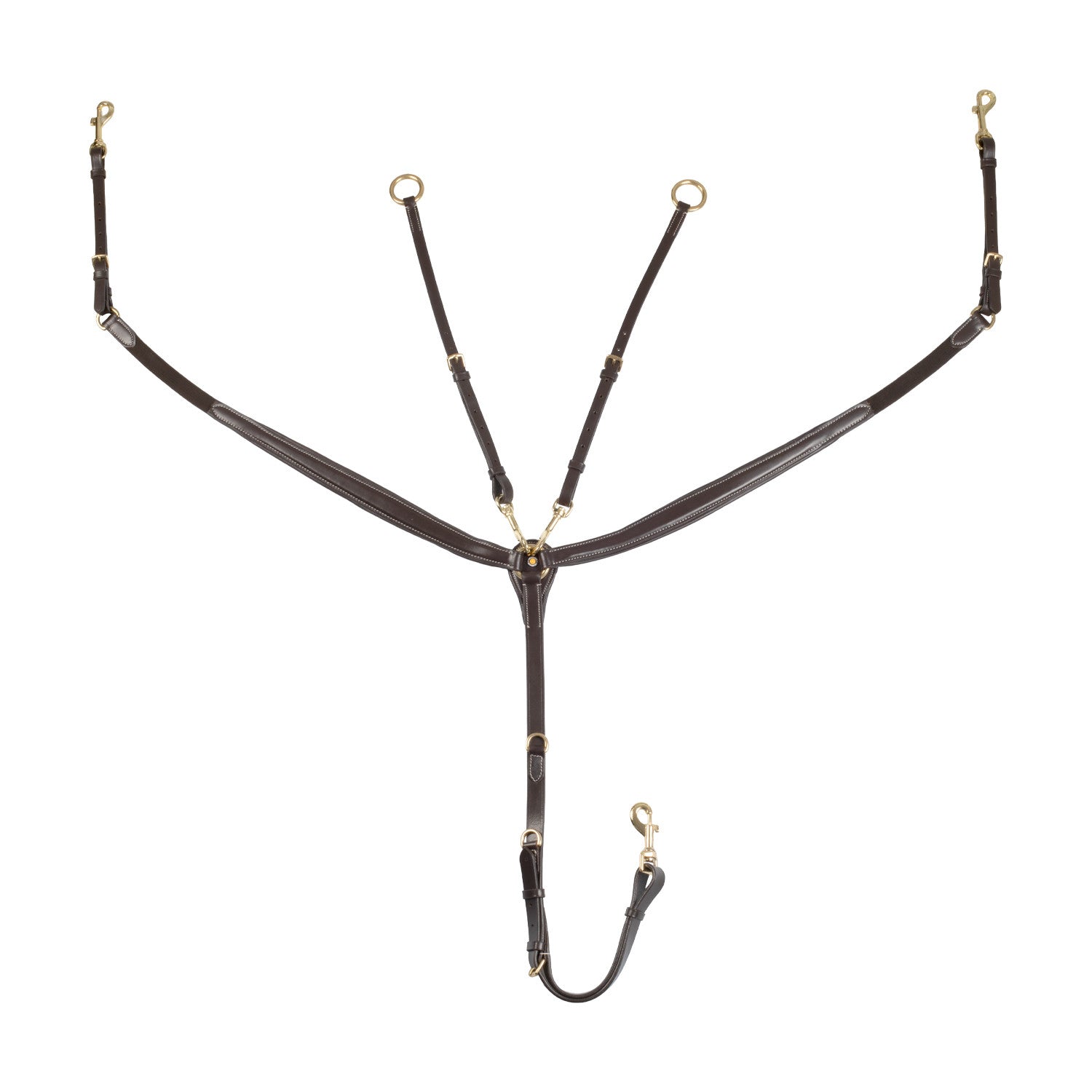 Equestro Tanned leather fork breastplate with steel buckles NEW