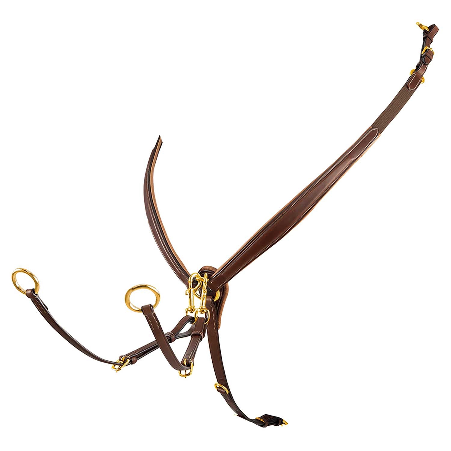 Equestro Tanned leather fork breastplate with steel buckles