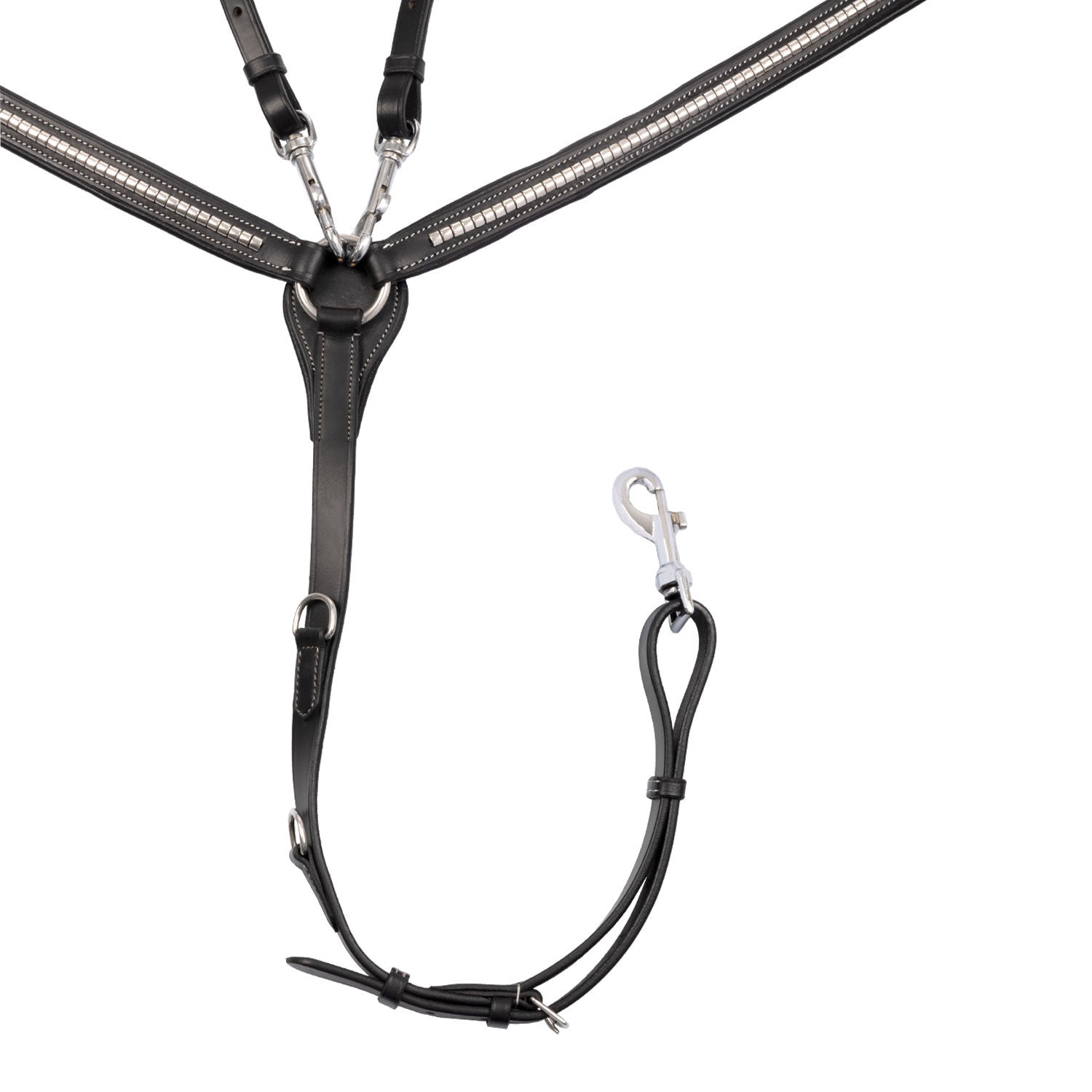 Tanned leather fork breastplate with silver clincher