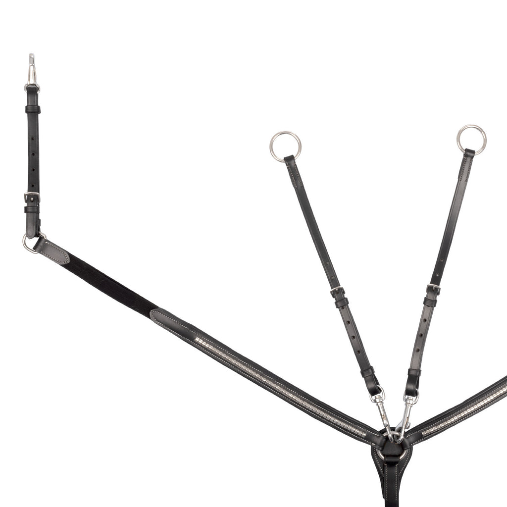 Tanned leather fork breastplate with silver clincher