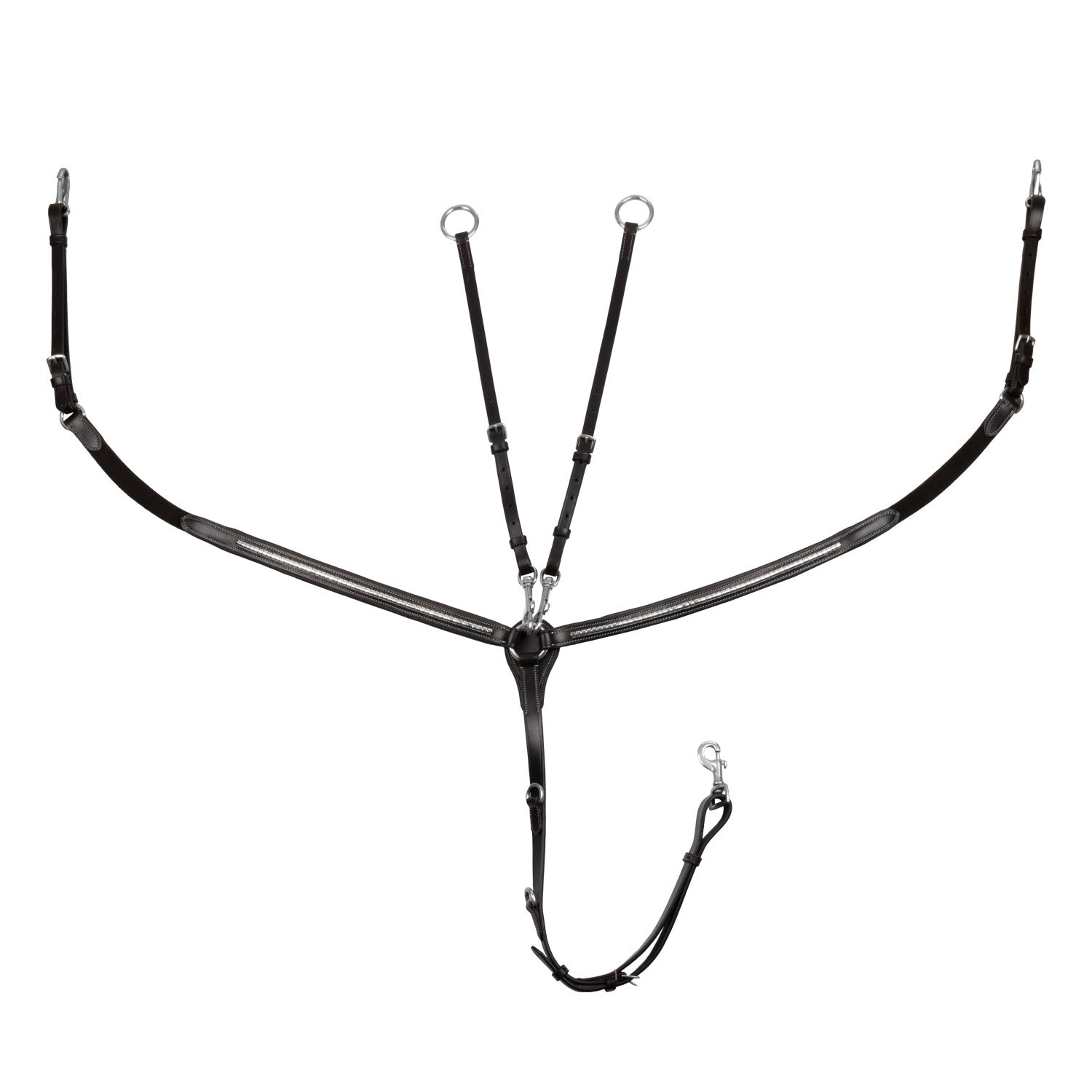 Equestro Tanned leather fork breastplate with silver clincher